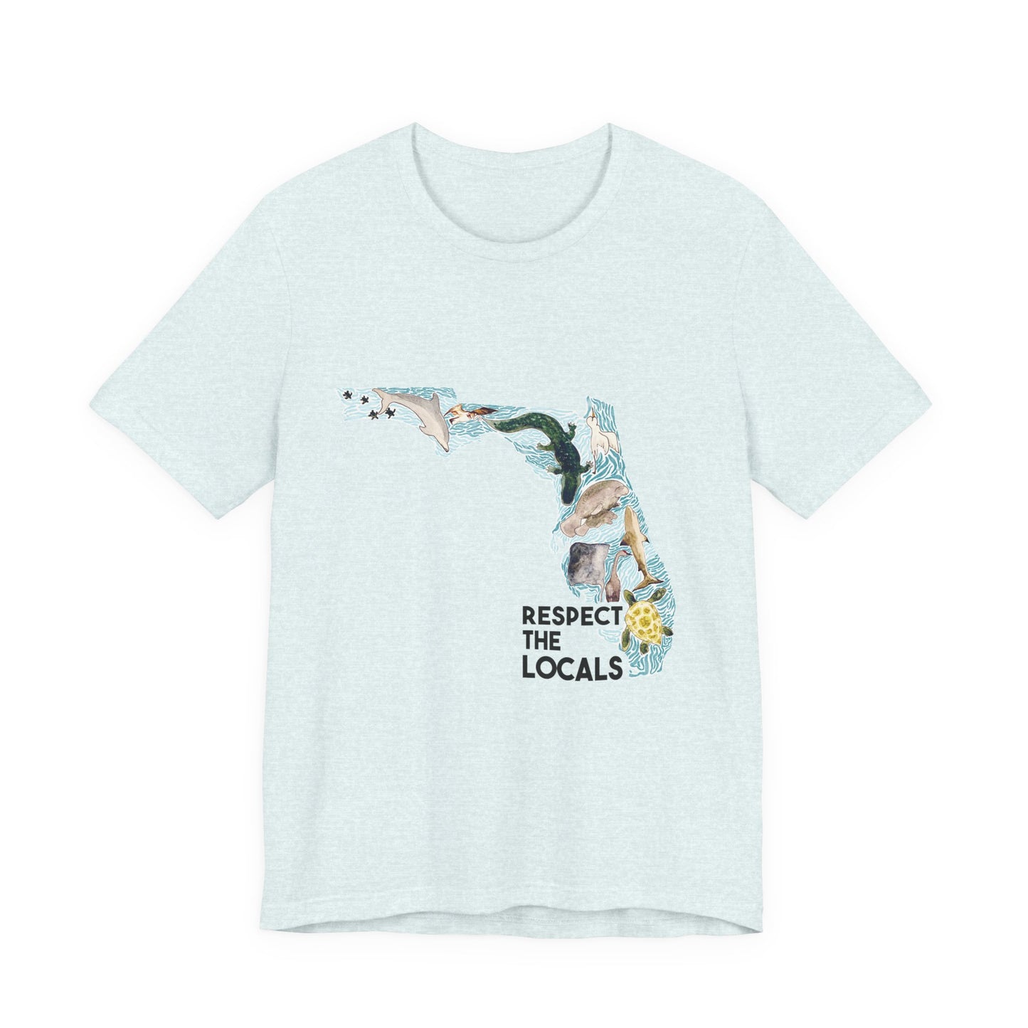 Florida wild life shirt Respect the Locals Ocean Beach Unisex Tee, Short Sleeve T-Shirt, Eco-Friendly Clothing, Vacation Souvenir, Summer Apparel