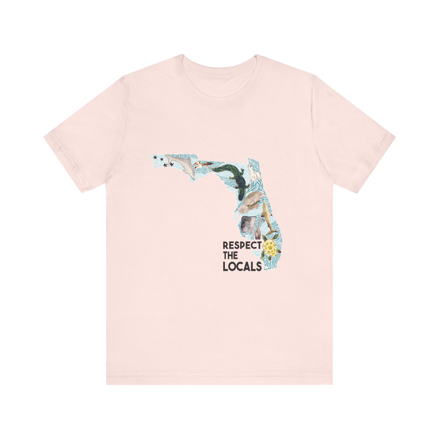 Florida wild life shirt Respect the Locals Ocean Beach Unisex Tee, Short Sleeve T-Shirt, Eco-Friendly Clothing, Vacation Souvenir, Summer Apparel
