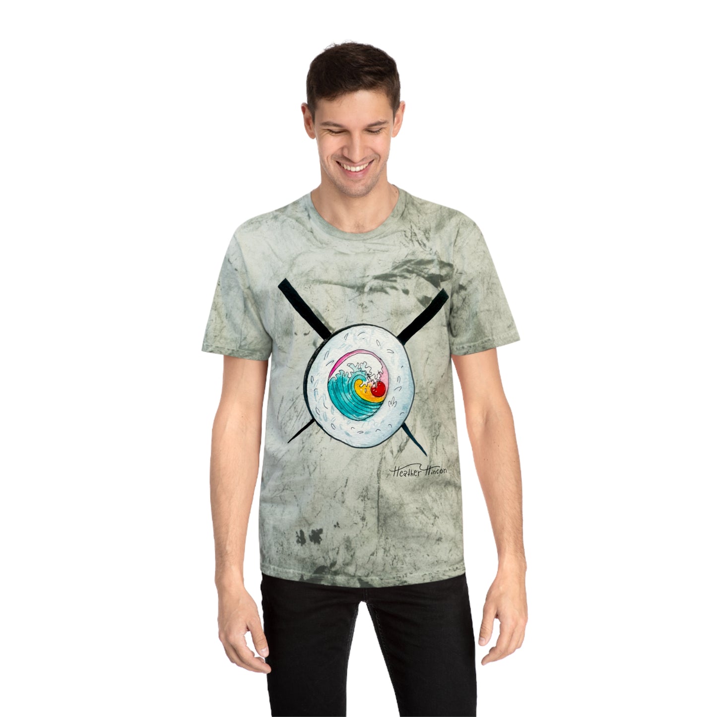 Colorful Sushi Wave Unisex T-Shirt, Beach Wear, Casual Summer Tee, Perfect Gift for Surf Lovers, Anime-inspired Apparel