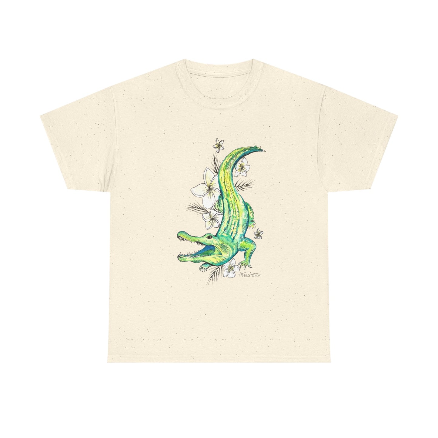 Alligator floral watercolor T shirt