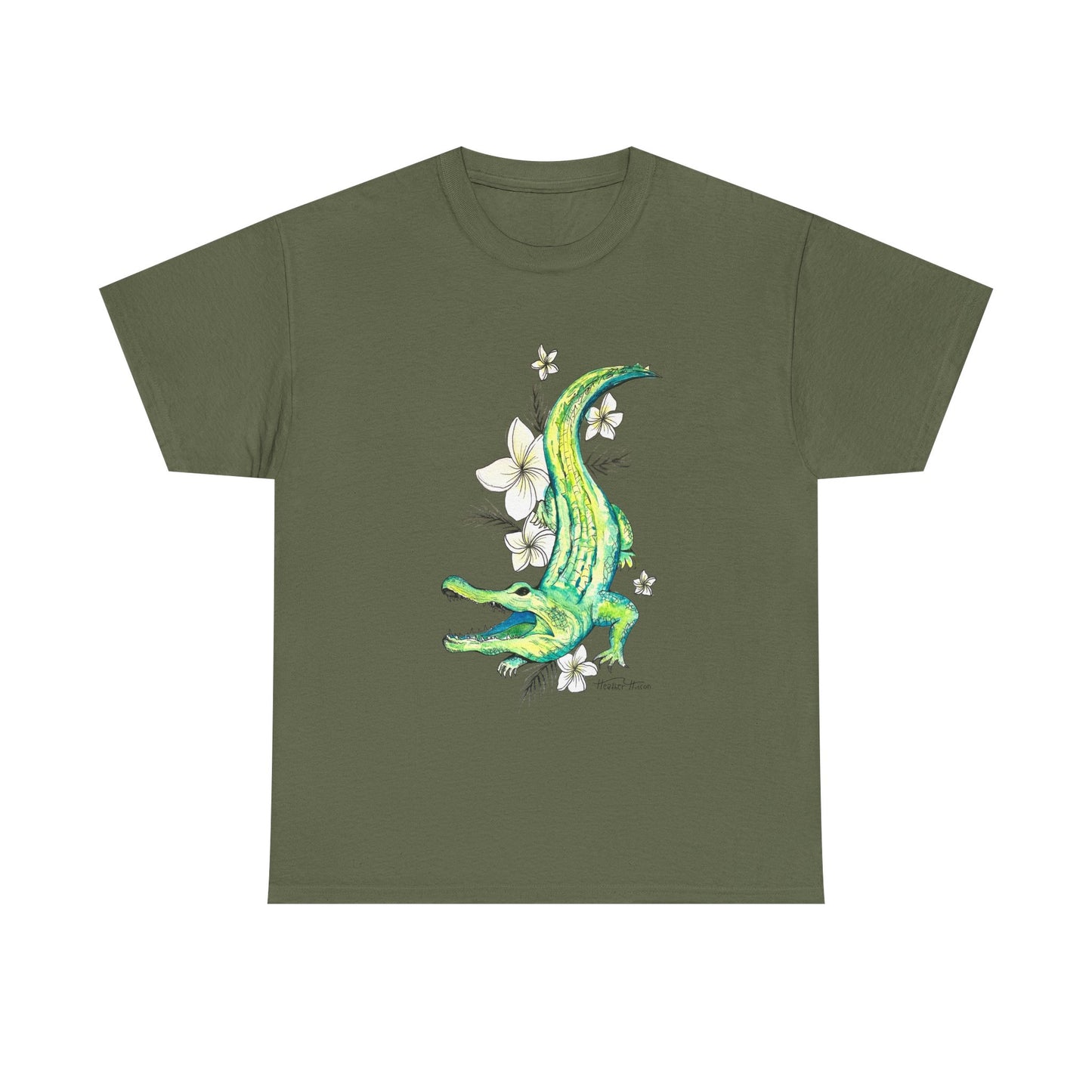 Alligator floral watercolor T shirt