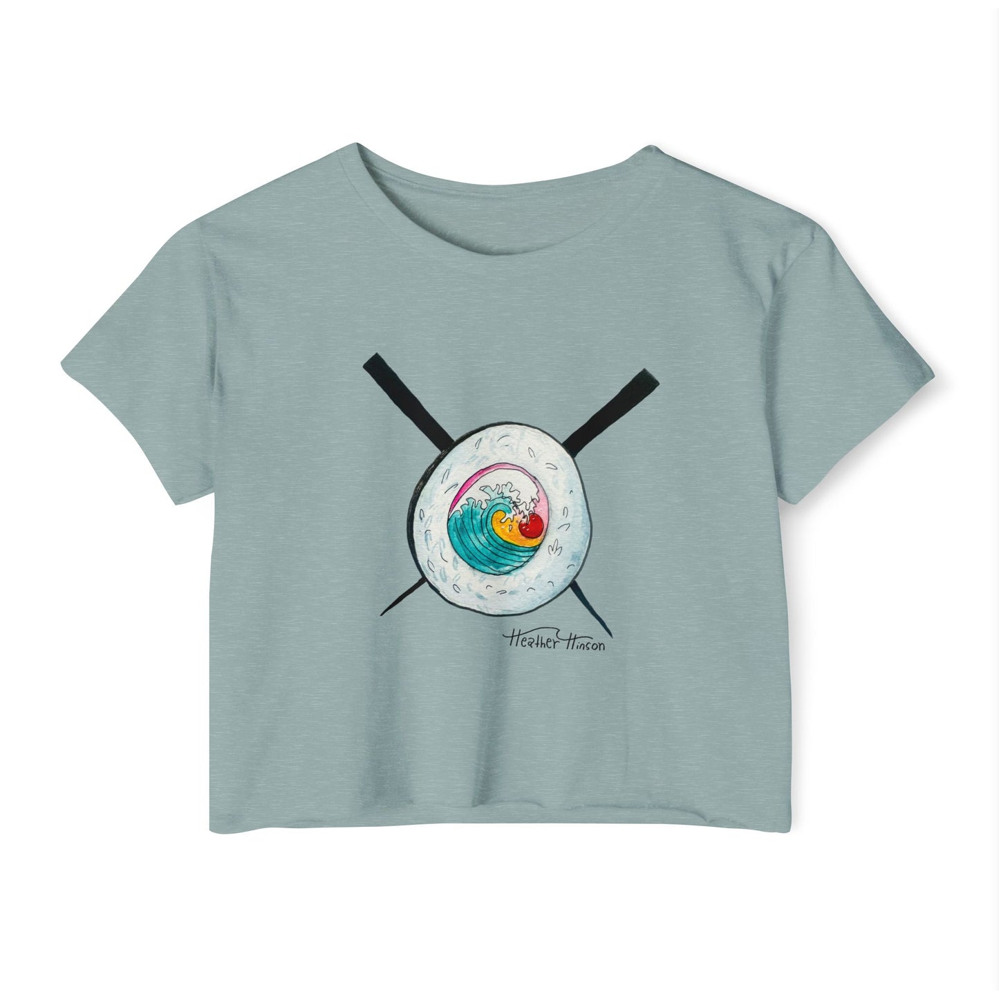 Women's Festival Crop Top with Wave Design, Beachwear, Summer Top, Casual Outfit, Bohemian Style