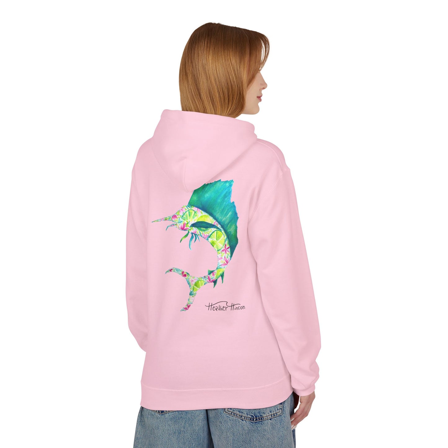 Colorful Marlin Hoodie, Fishing Apparel, Gift for Anglers, Sailfish, Floral, Summer Vibes, Beachwear, Unisex Hoodie, Graphic Sweatshirt