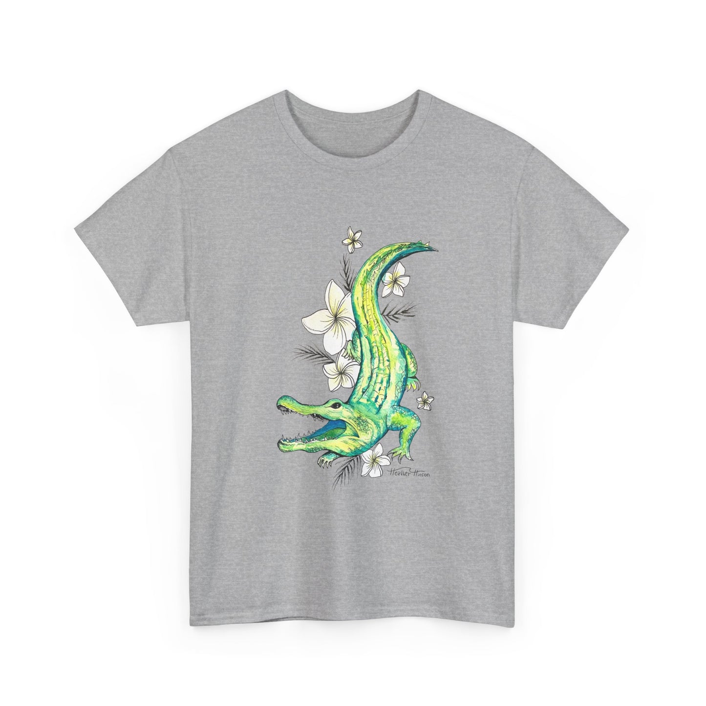 Alligator floral watercolor T shirt