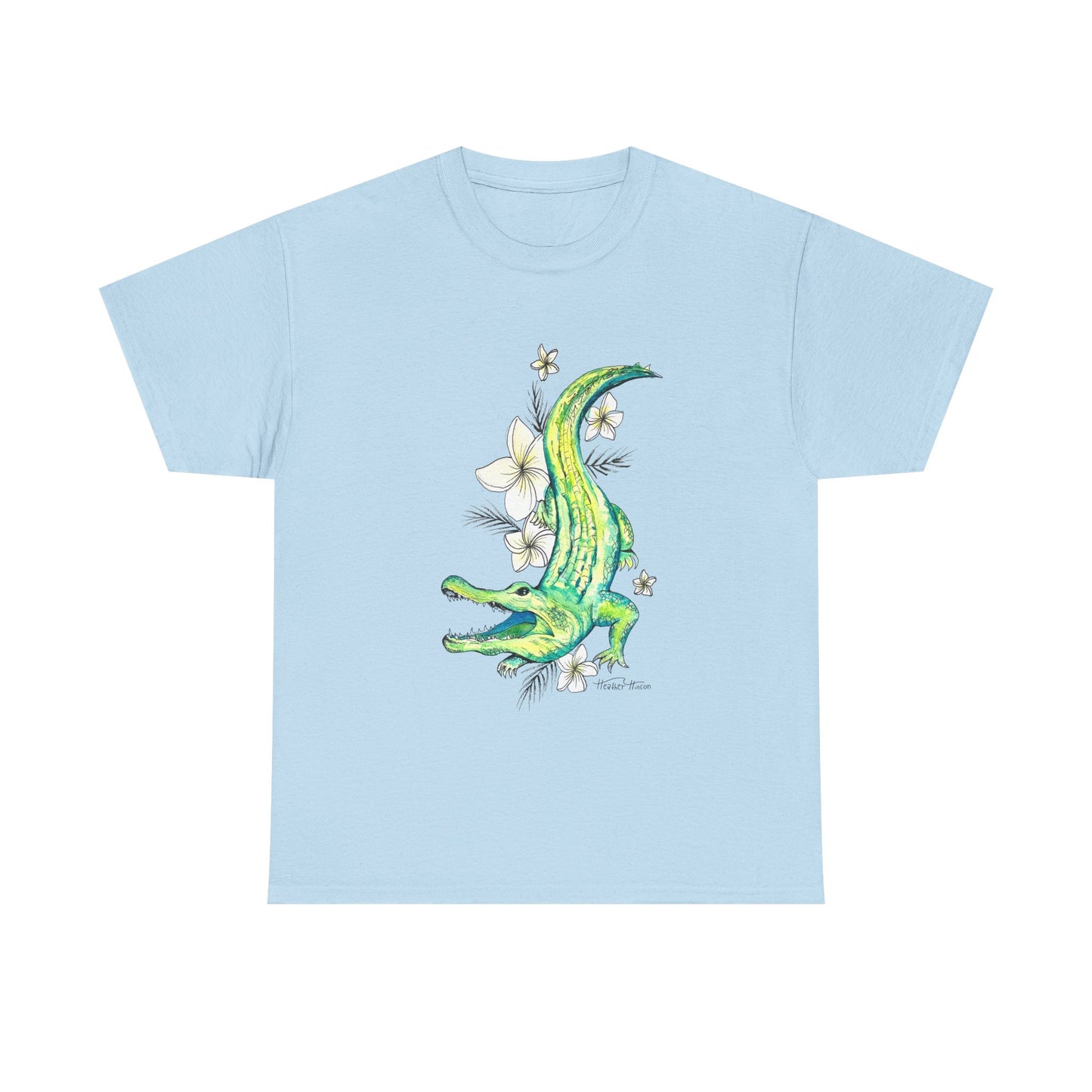 Alligator floral watercolor T shirt