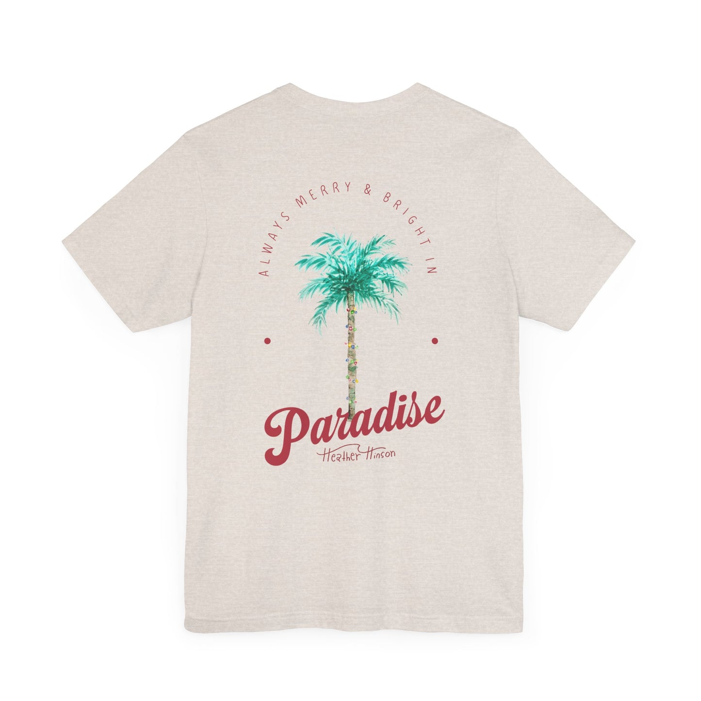 T-Shirt - Palm Tree Christmas Lights Coastal Beach Florida Tropical  watercolor hand drawn Vacation Holiday Festive Tee