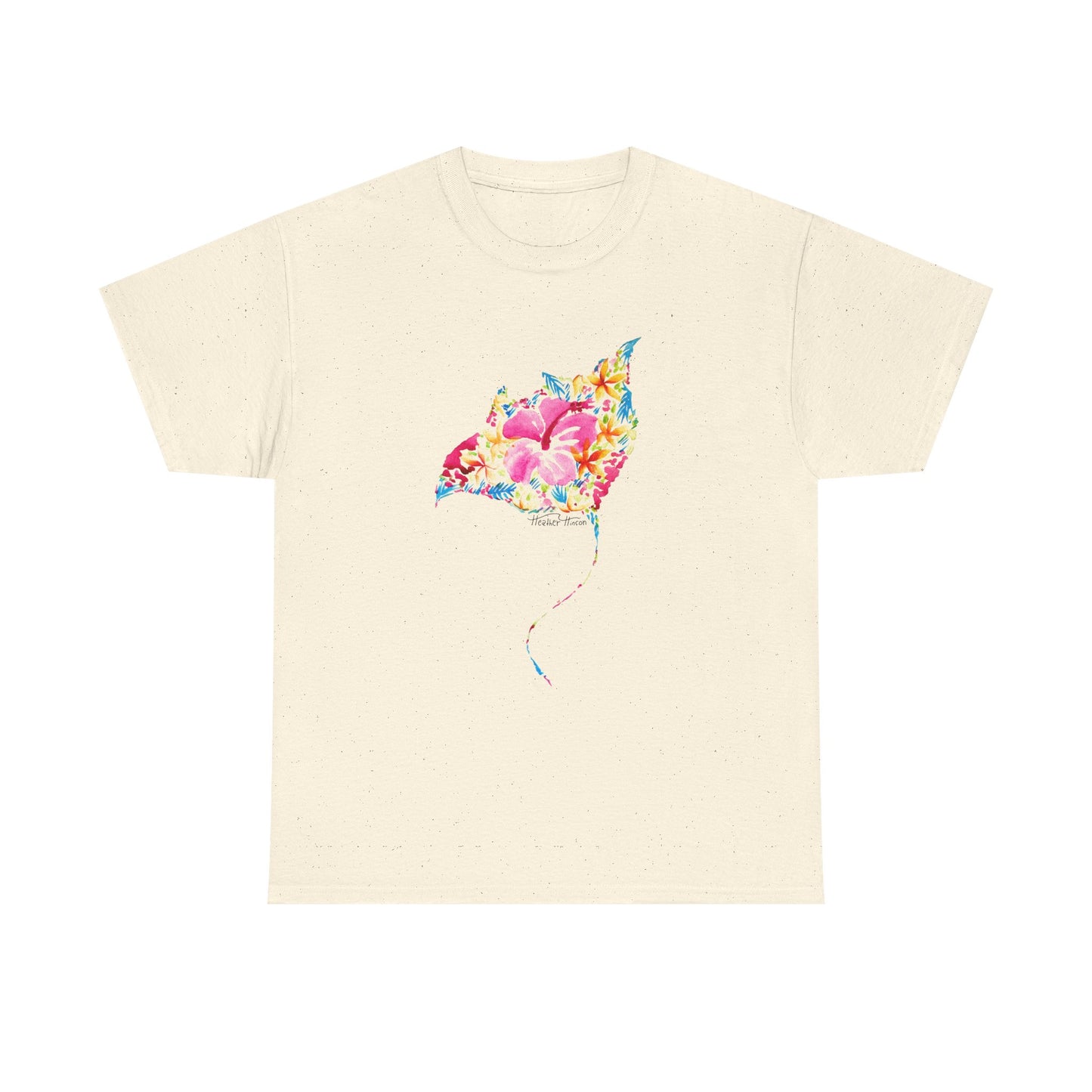 Ocean Floral Unisex Tee - Stingray and Manta Ray Beach Vacation Watercolor Handpainted Shirt