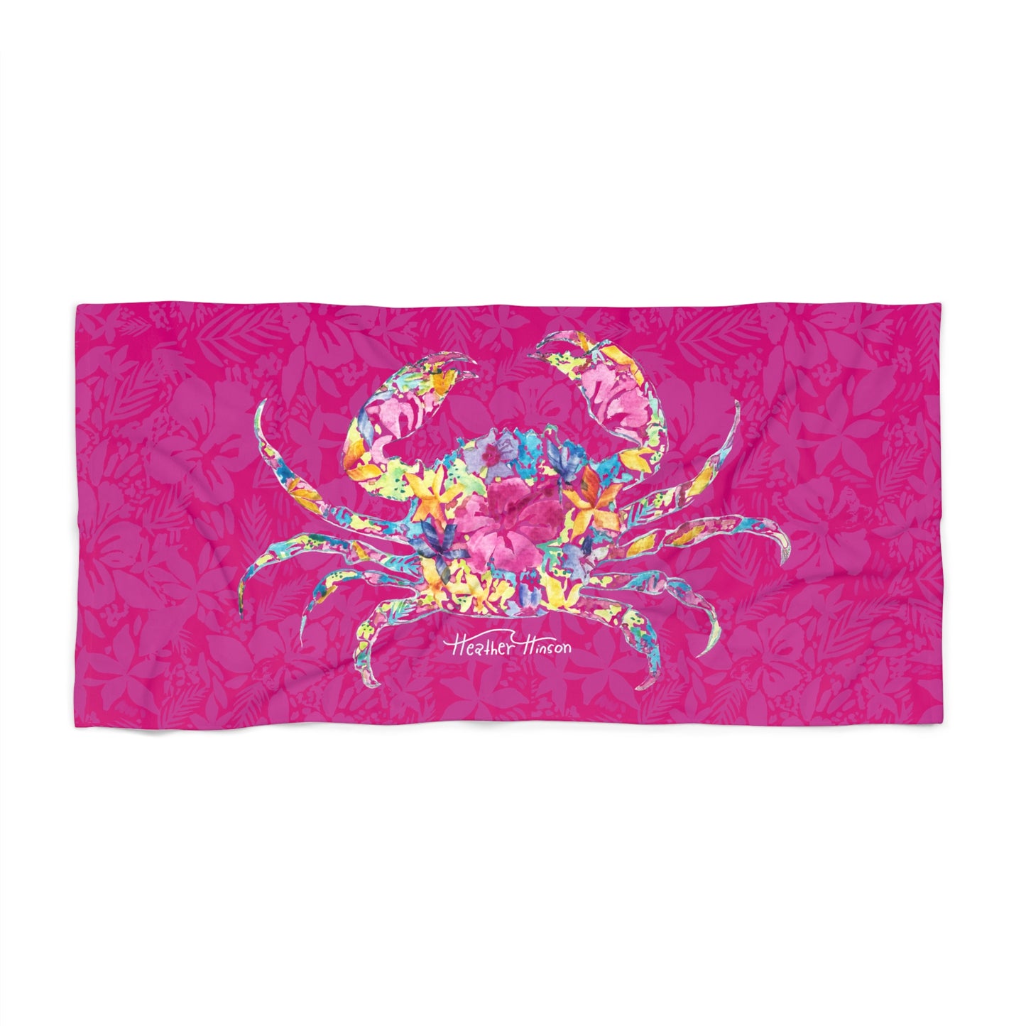 Vibrant Floral Crab Beach Towel - Perfect for Summer Fun & Coastal Escapes