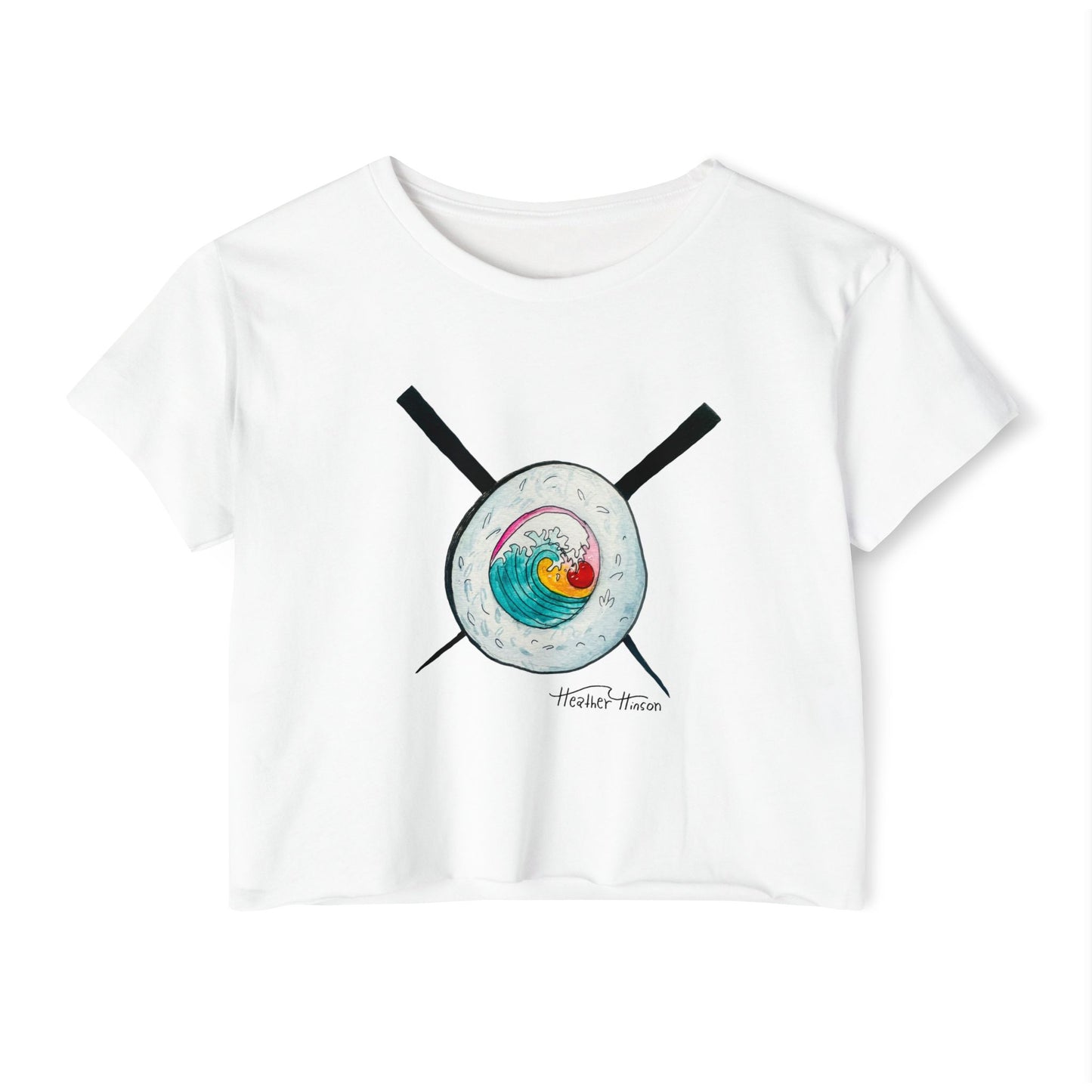 Women's Festival Crop Top with Wave Design, Beachwear, Summer Top, Casual Outfit, Bohemian Style