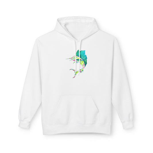 Colorful Marlin Hoodie, Fishing Apparel, Gift for Anglers, Sailfish, Floral, Summer Vibes, Beachwear, Unisex Hoodie, Graphic Sweatshirt
