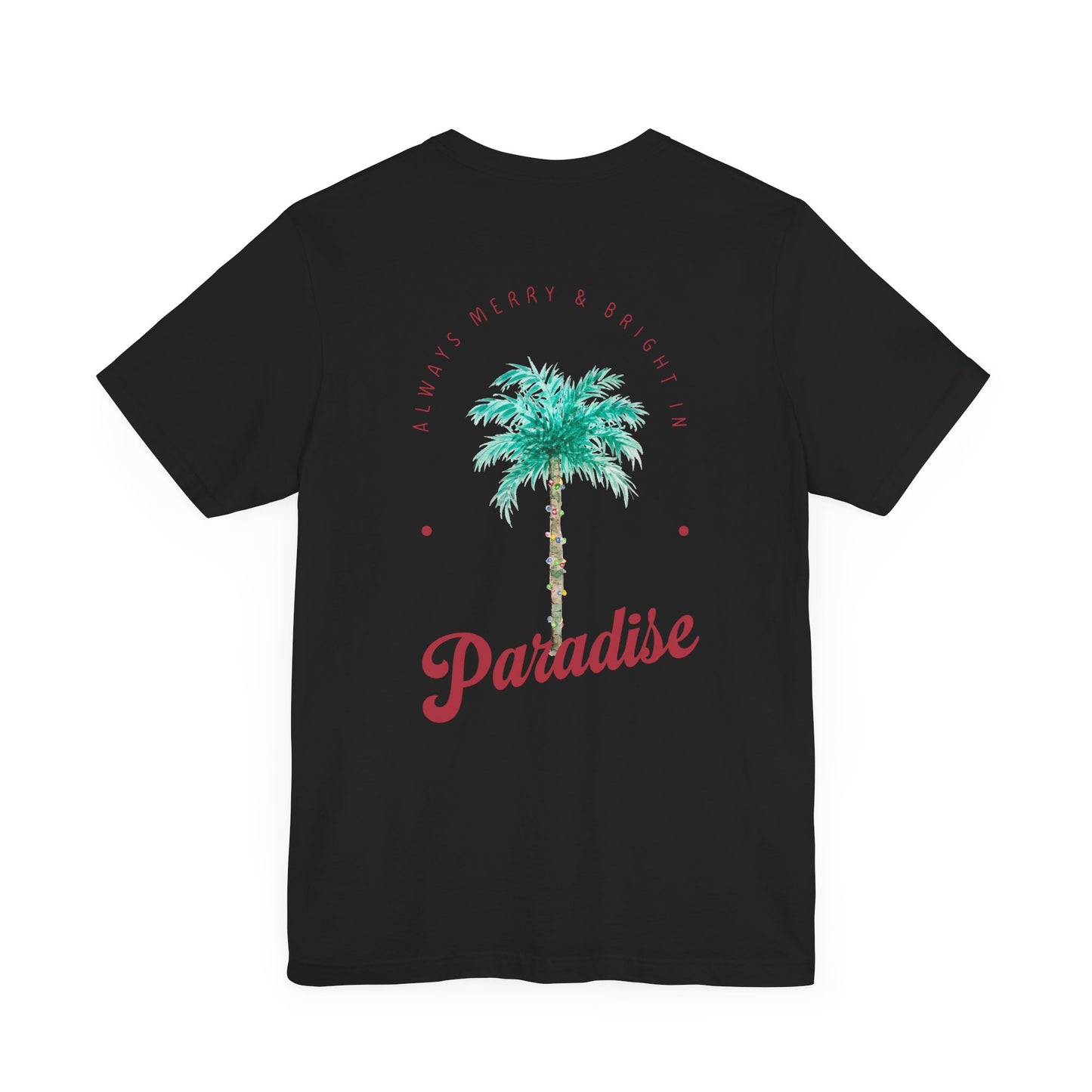 T-Shirt - Palm Tree Christmas Lights Coastal Beach Florida Tropical  watercolor hand drawn Vacation Holiday Festive Tee