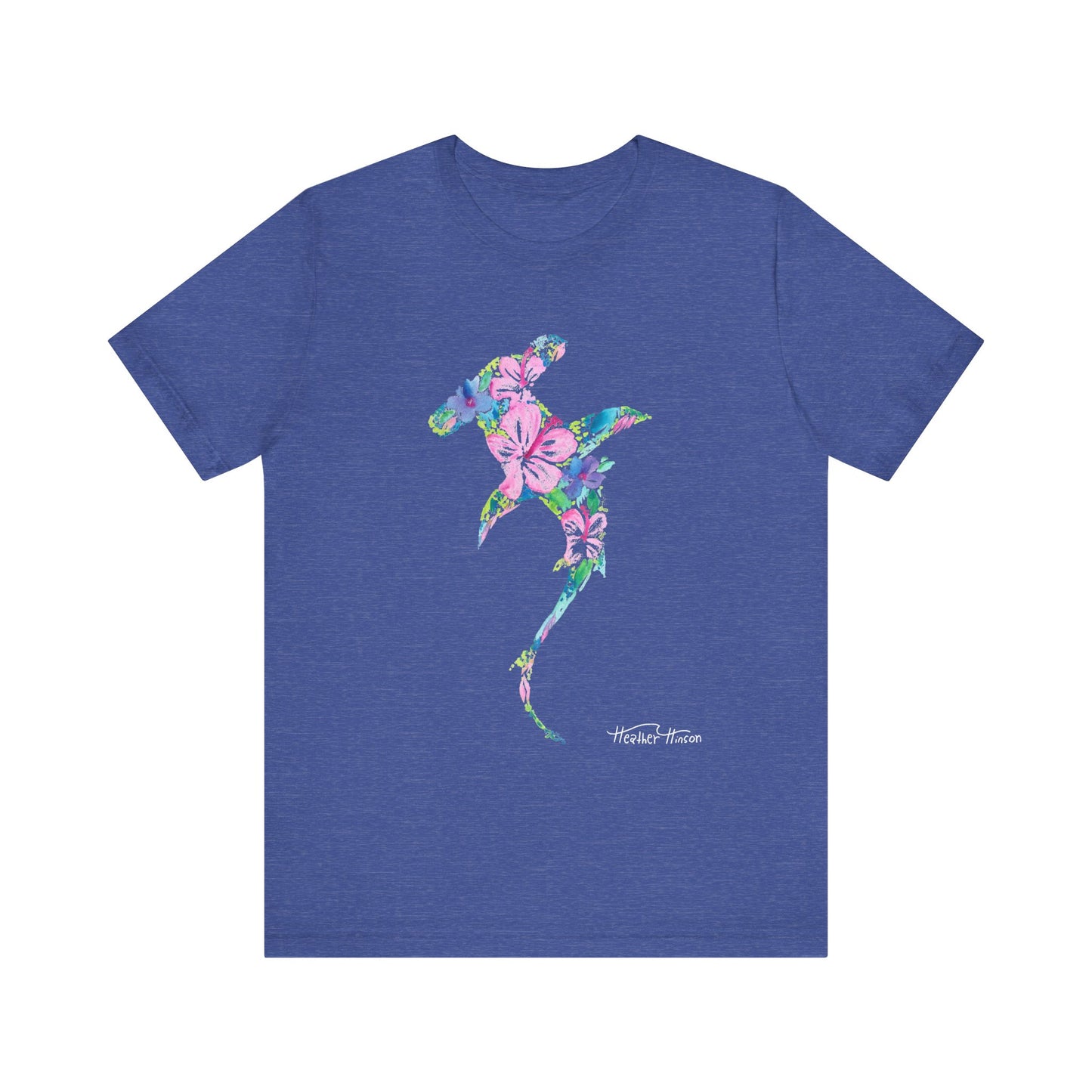 Floral Shark Unisex Tee, Watercolor Flowers, Tropical Hibiscus Beach Vacation Shirt, Coastal Wildlife Top, Florida Surf Ocean T-Shirt, Men