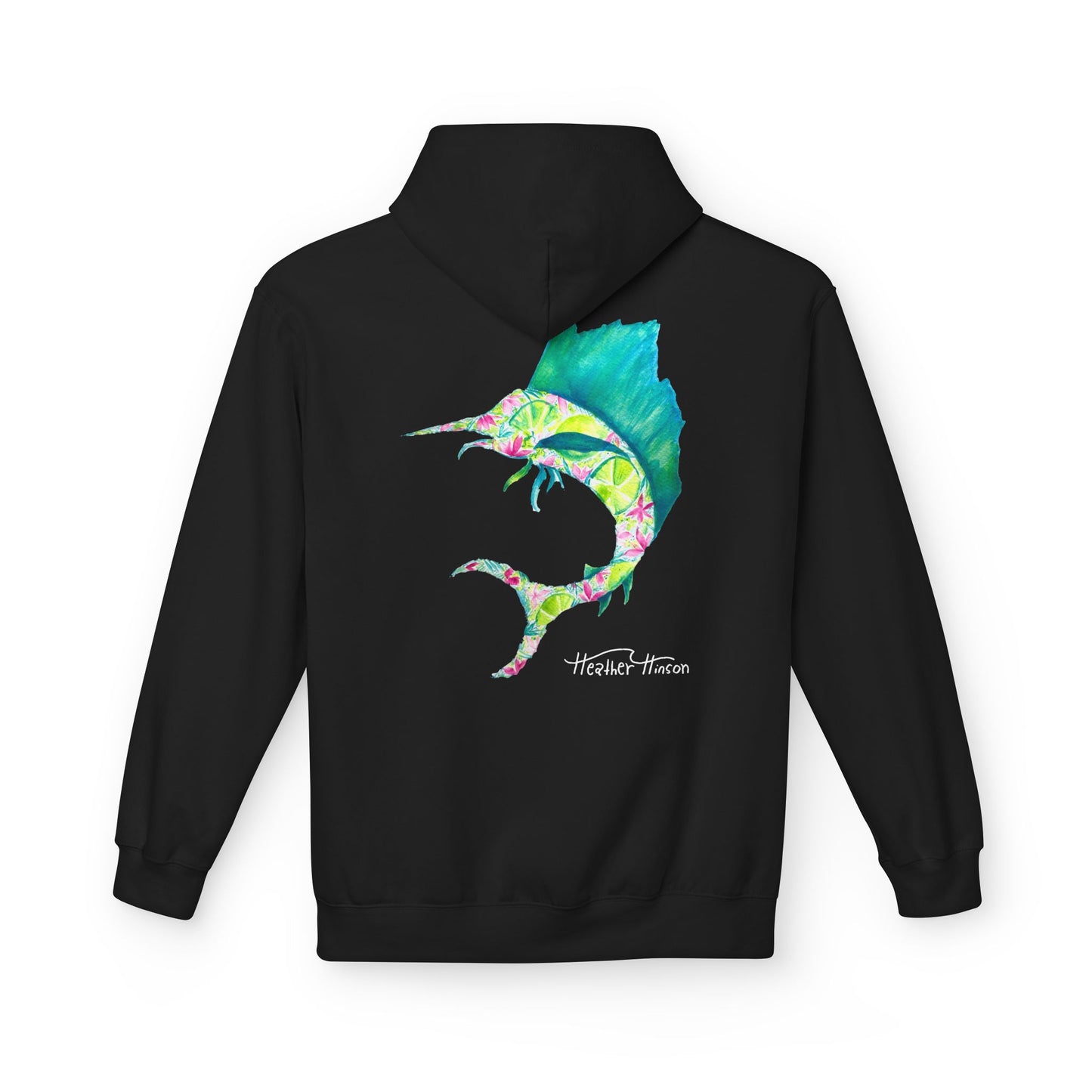 Colorful Marlin Hoodie, Fishing Apparel, Gift for Anglers, Sailfish, Floral, Summer Vibes, Beachwear, Unisex Hoodie, Graphic Sweatshirt