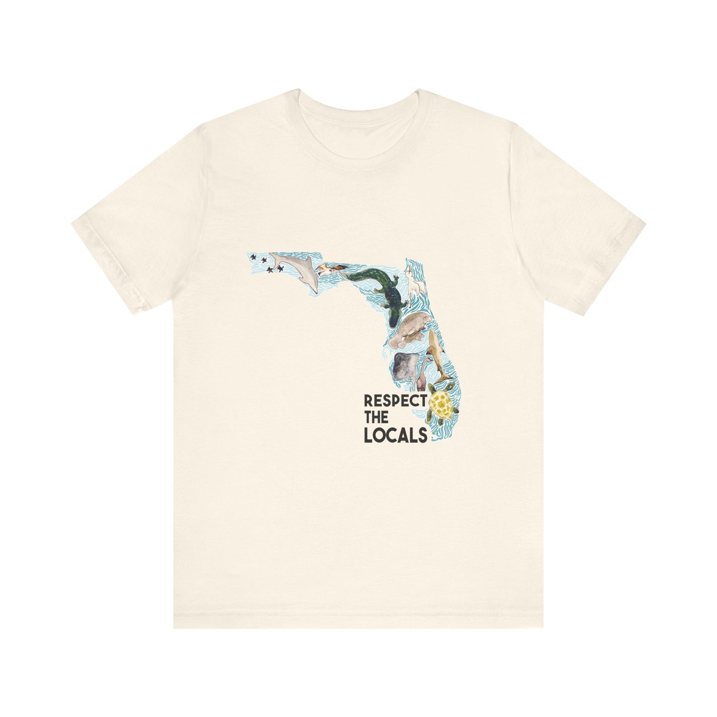 Florida wild life shirt Respect the Locals Ocean Beach Unisex Tee, Short Sleeve T-Shirt, Eco-Friendly Clothing, Vacation Souvenir, Summer Apparel