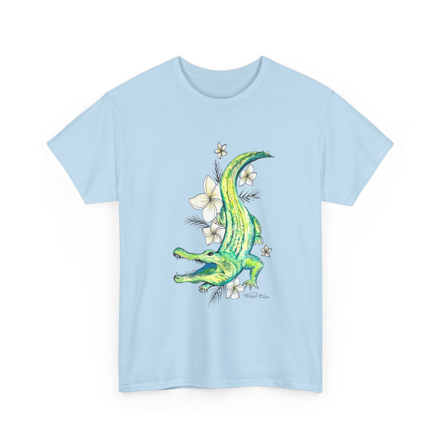 Alligator floral watercolor T shirt