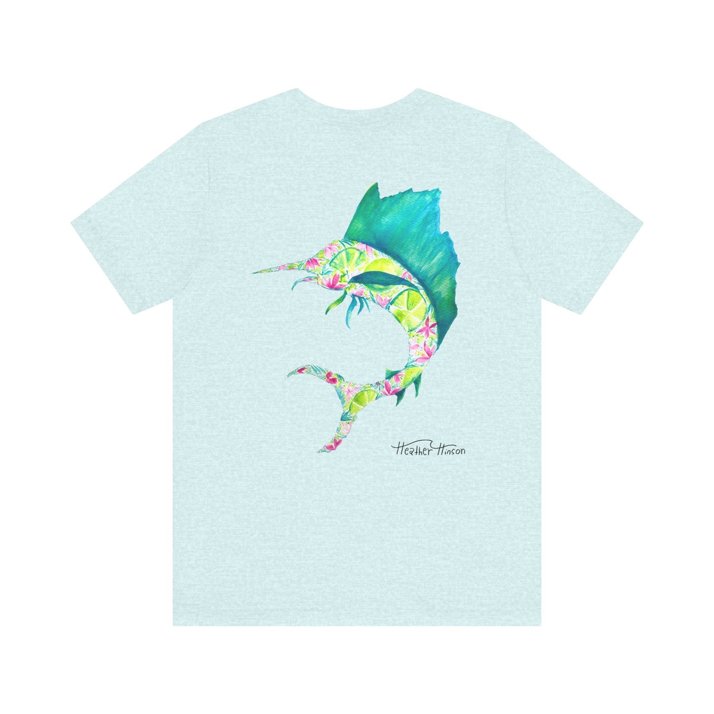 T-Shirt with Vibrant Marlin Design, sailfish, lime, Fishing Lover's Tee, Nautical Themed Shirt, Gift for Anglers, Summer Casual Wear