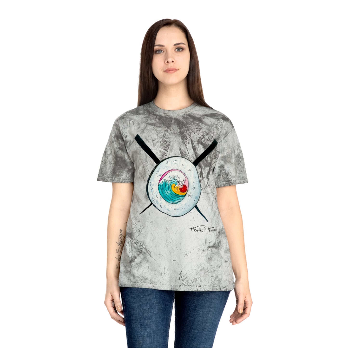 Colorful Sushi Wave Unisex T-Shirt, Beach Wear, Casual Summer Tee, Perfect Gift for Surf Lovers, Anime-inspired Apparel