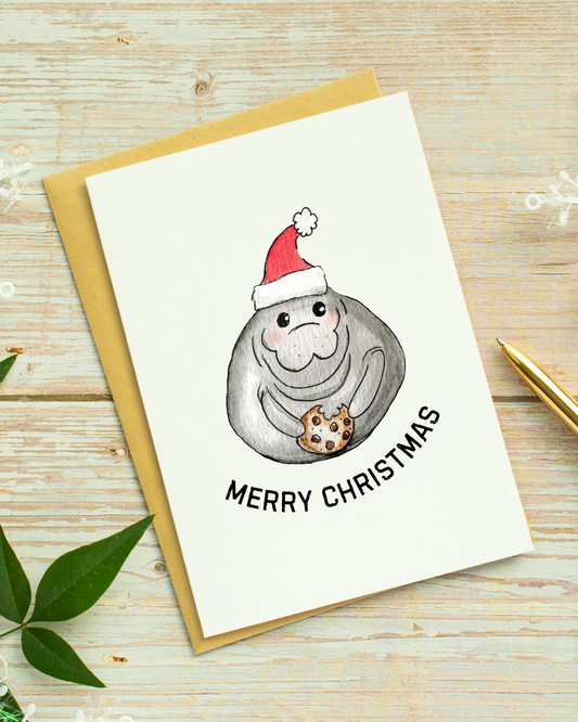 Manatee Christmas Greeting Card
