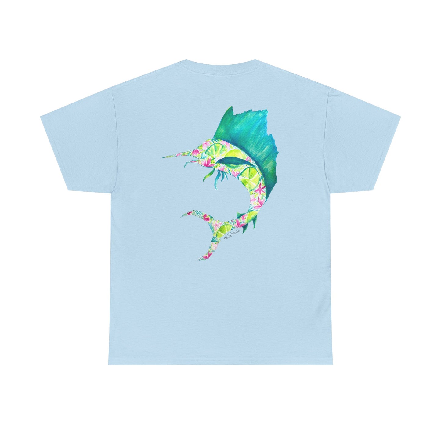 Tropical Sailfish Unisex Tee - Ocean and Floral Design