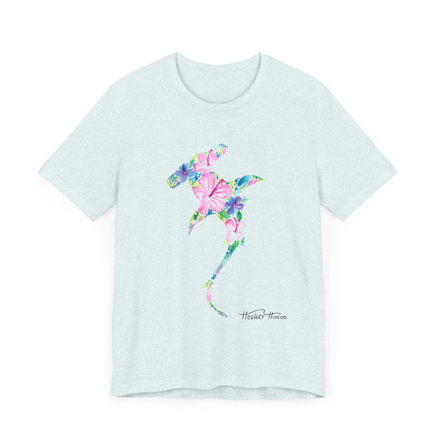 Floral Shark Unisex Tee, Watercolor Flowers, Tropical Hibiscus Beach Vacation Shirt, Coastal Wildlife Top, Florida Surf Ocean T-Shirt, Men