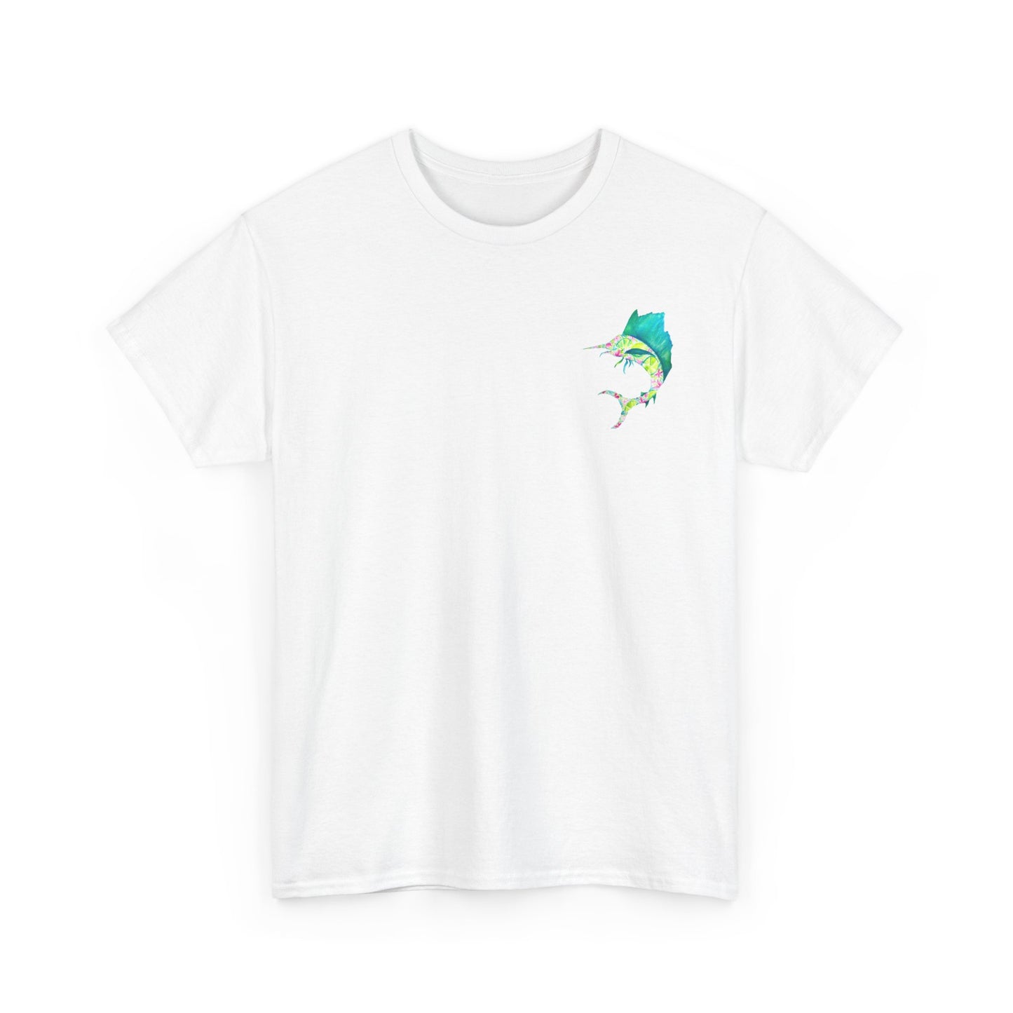 Tropical Sailfish Unisex Tee - Ocean and Floral Design