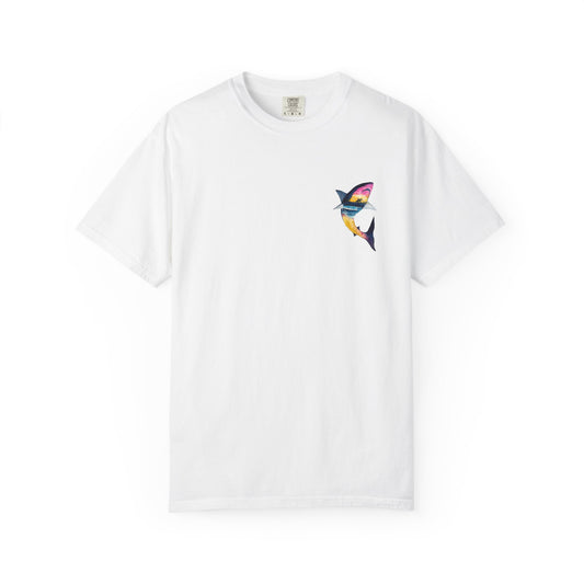 Vibrant Shark Graphic Tee, Relaxed Fit T-Shirt for Ocean Lovers, Summer Beachwear, Gift for Surfers, Nautical Inspired Apparel