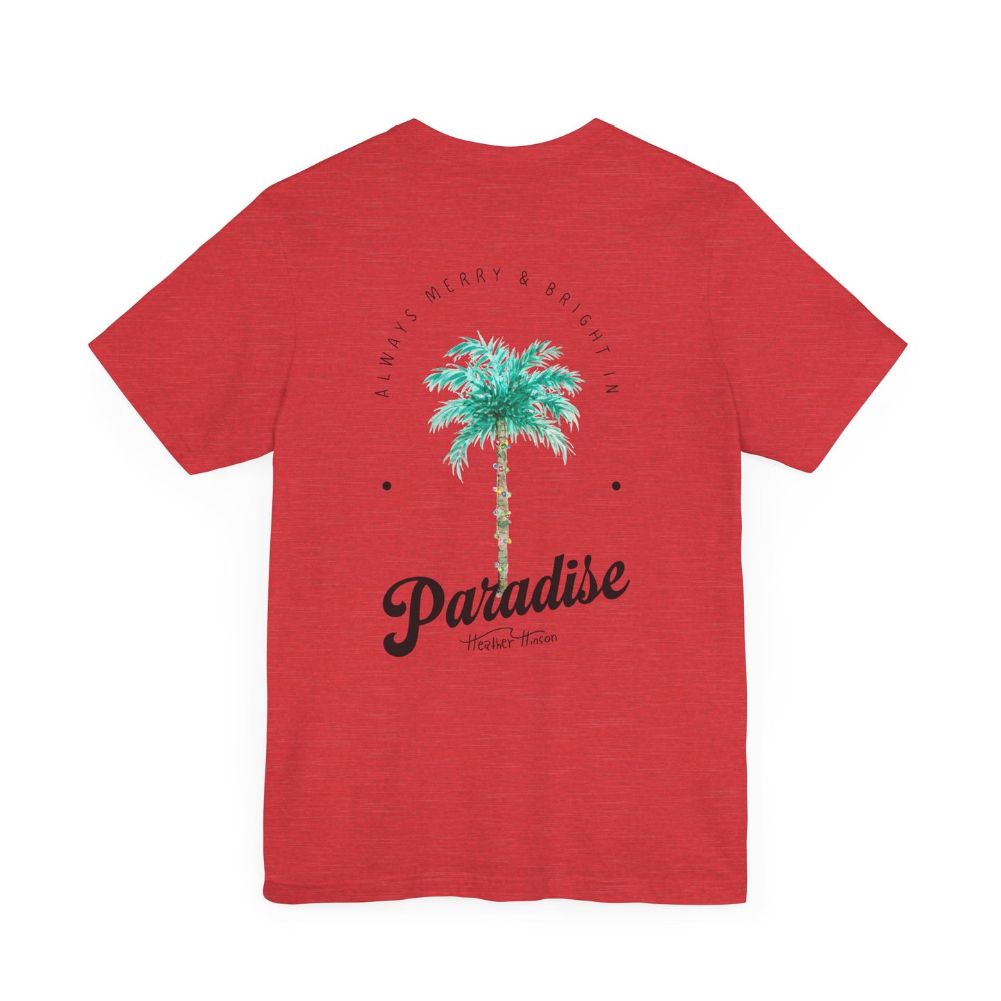 T-Shirt - Palm Tree Christmas Lights Coastal Beach Florida Tropical  watercolor hand drawn Vacation Holiday Festive Tee