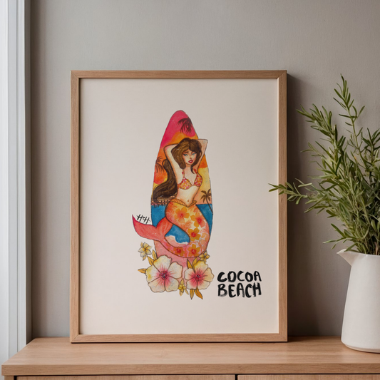 Lola the Mermaid | Cocoa Beach Coastal Wall Art | 8x10 Mermaid Art Print