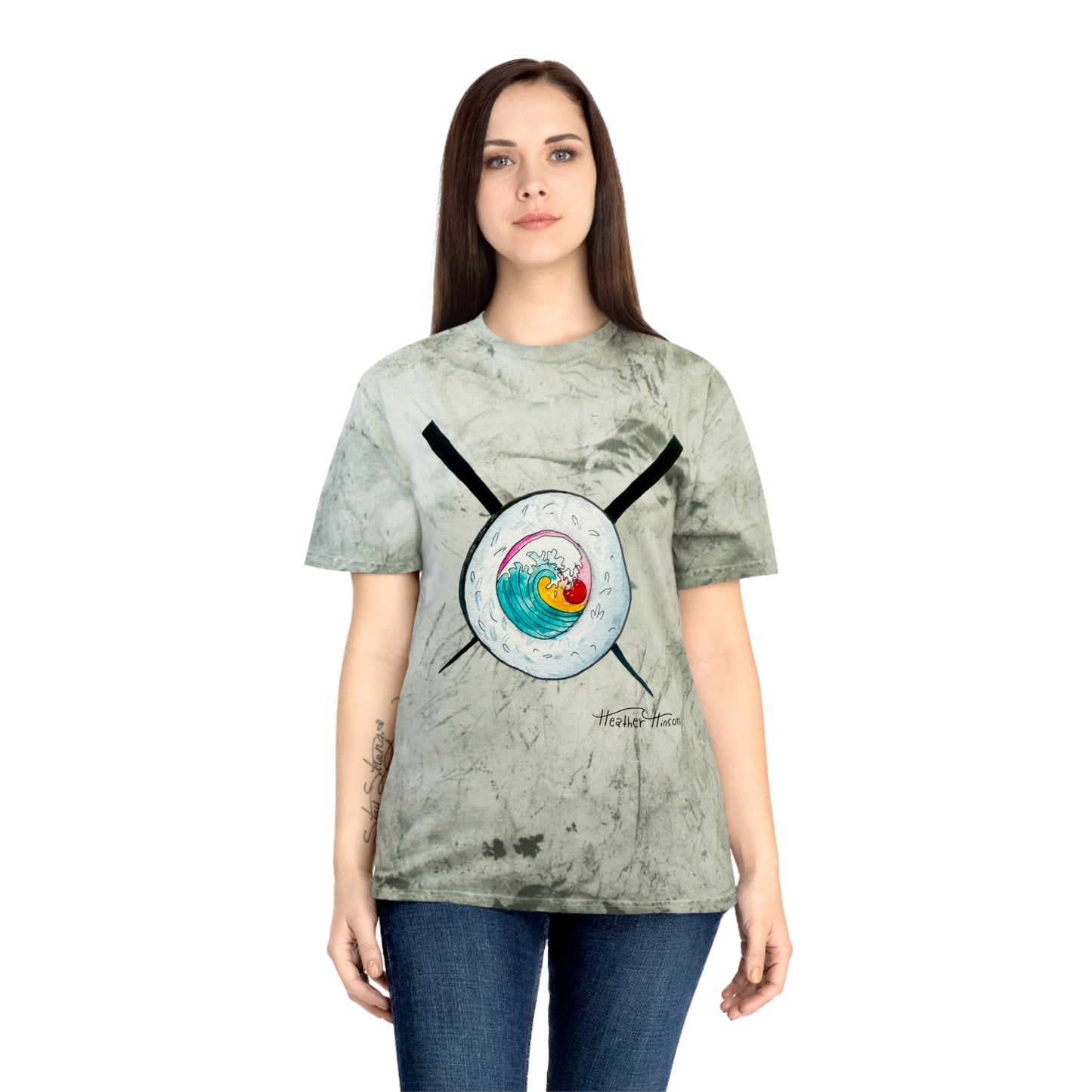 Colorful Sushi Wave Unisex T-Shirt, Beach Wear, Casual Summer Tee, Perfect Gift for Surf Lovers, Anime-inspired Apparel
