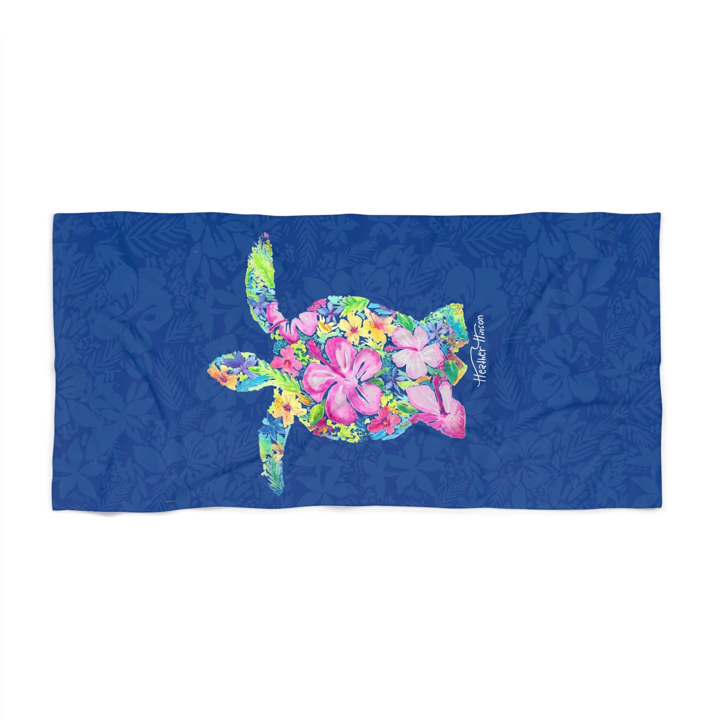 Tropical Turtle Beach Towel - Vibrant Floral Design for Summer Fun