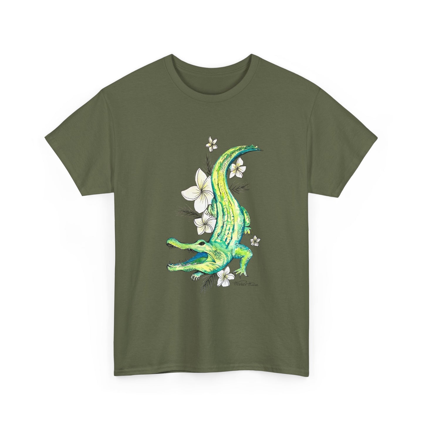 Alligator floral watercolor T shirt