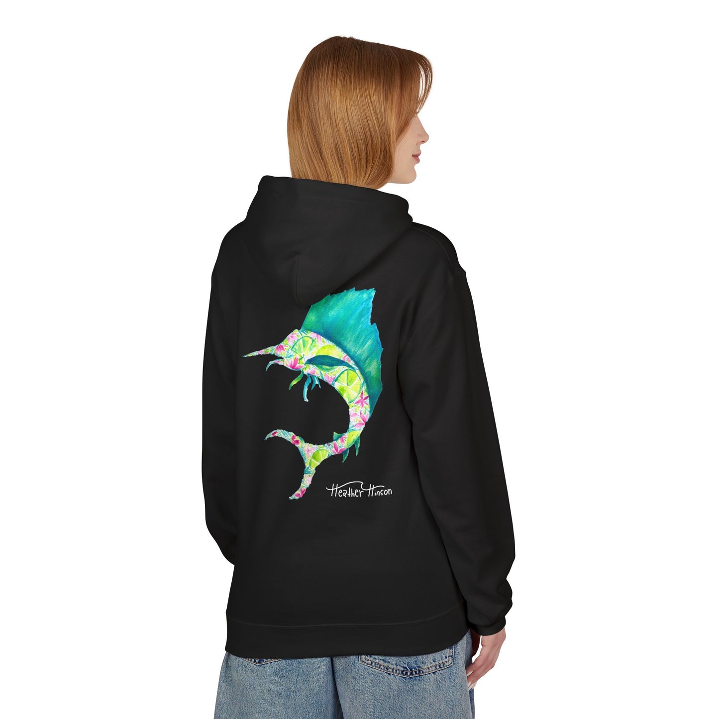 Colorful Marlin Hoodie, Fishing Apparel, Gift for Anglers, Sailfish, Floral, Summer Vibes, Beachwear, Unisex Hoodie, Graphic Sweatshirt