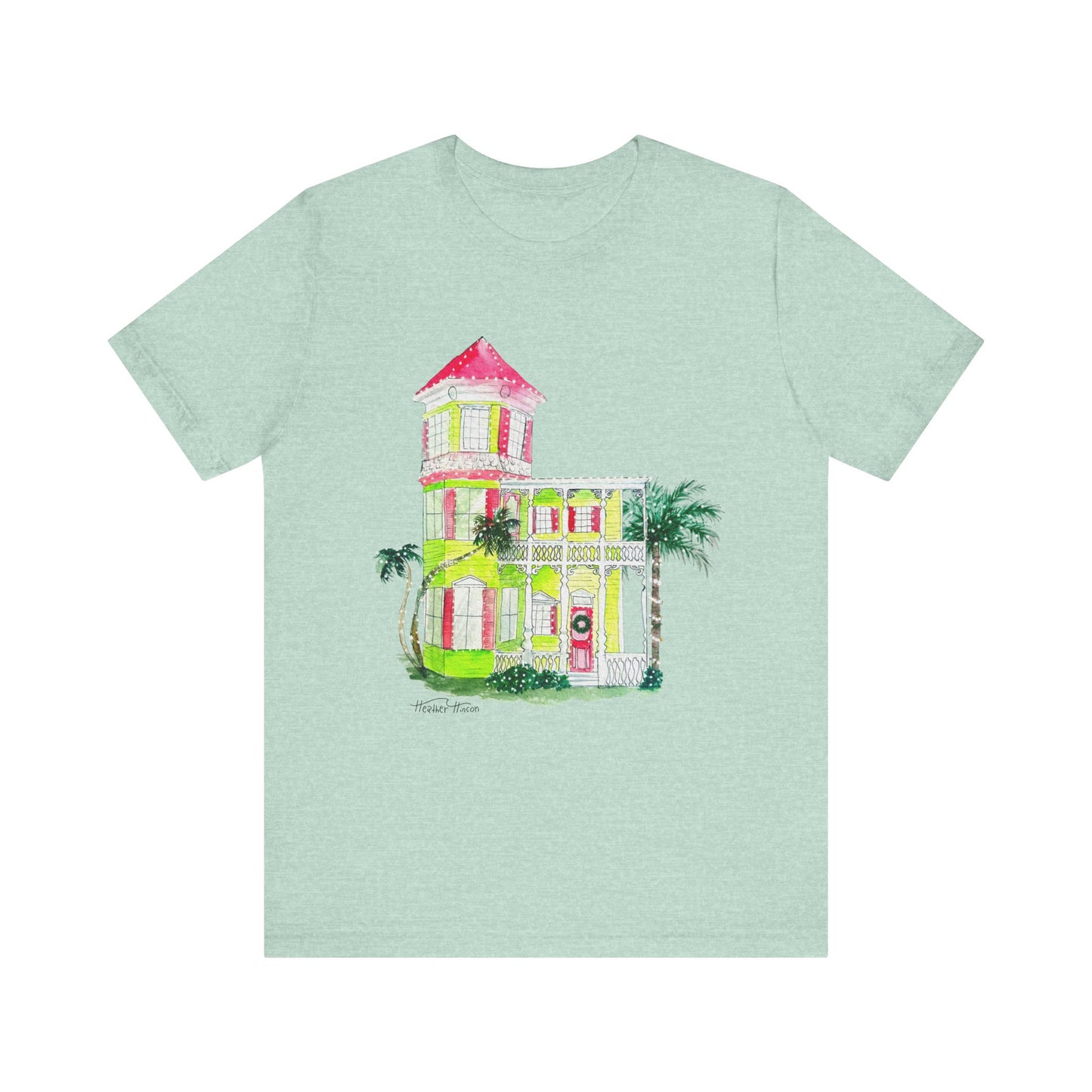 T-Shirt Key West Christmas Festive Holidays Coastal House Florida Palm Trees