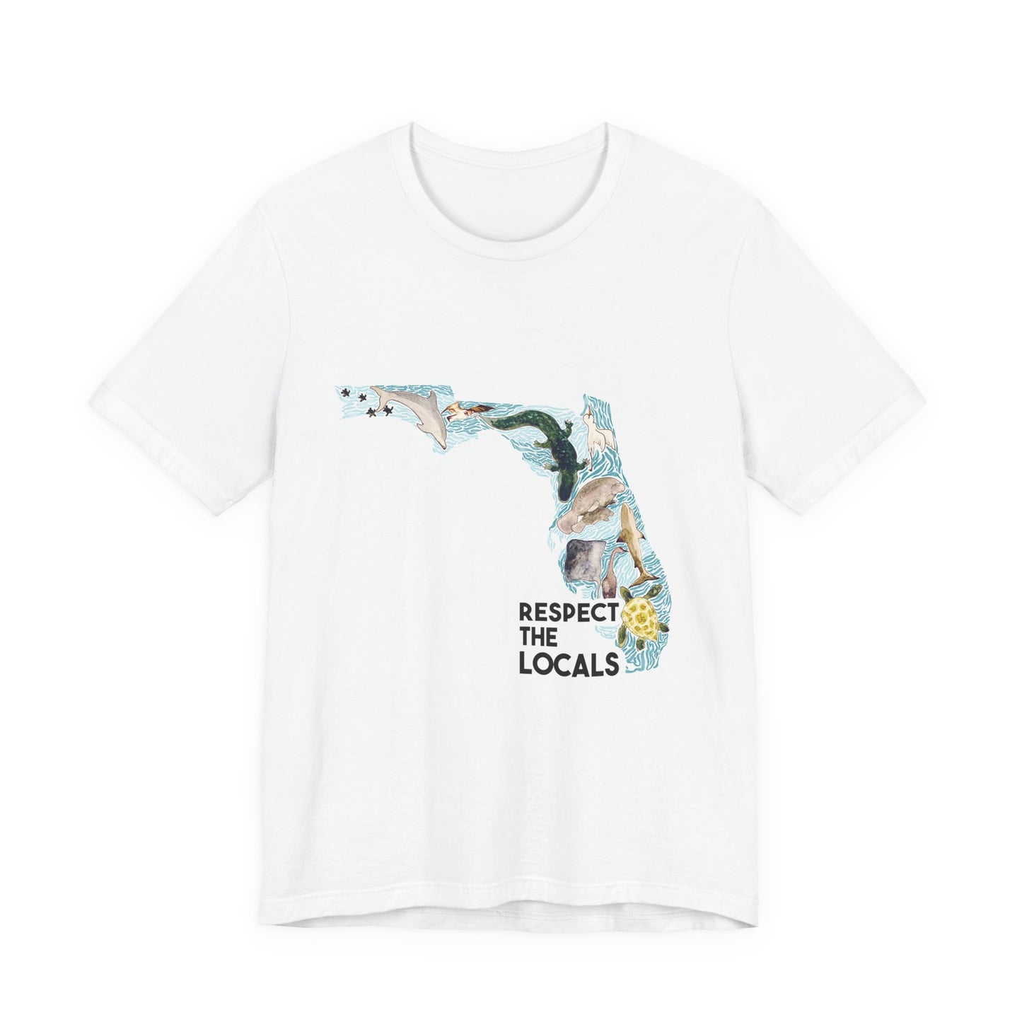 Florida wild life shirt Respect the Locals Ocean Beach Unisex Tee, Short Sleeve T-Shirt, Eco-Friendly Clothing, Vacation Souvenir, Summer Apparel