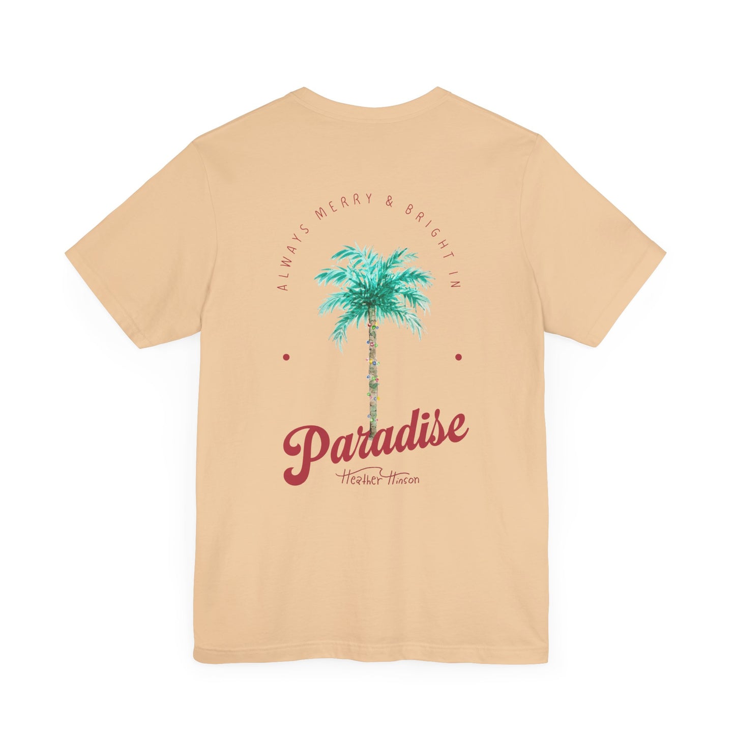 T-Shirt - Palm Tree Christmas Lights Coastal Beach Florida Tropical  watercolor hand drawn Vacation Holiday Festive Tee