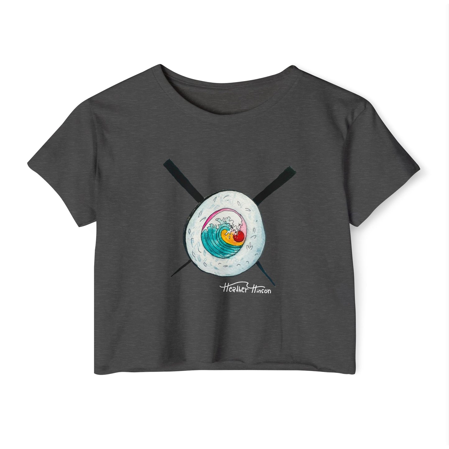 Women's Festival Crop Top with Wave Design, Beachwear, Summer Top, Casual Outfit, Bohemian Style