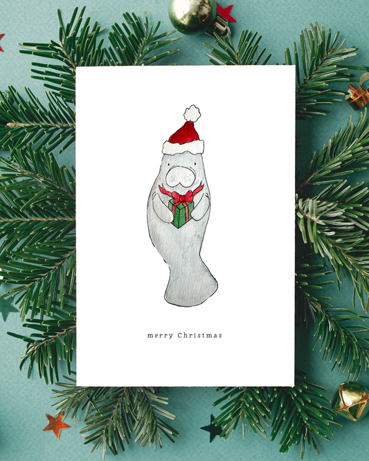 Manatee Christmas Greeting Card