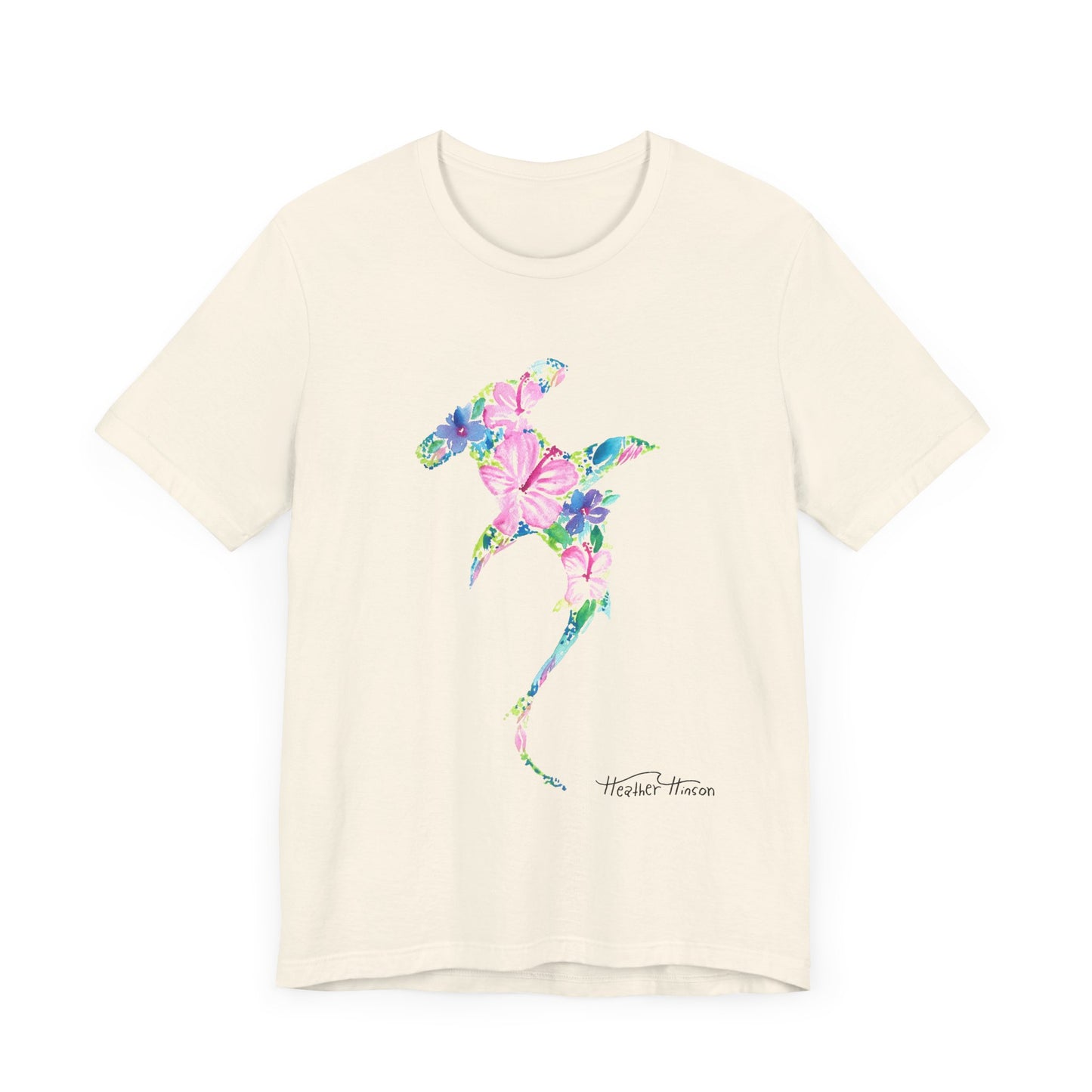 Floral Shark Unisex Tee, Watercolor Flowers, Tropical Hibiscus Beach Vacation Shirt, Coastal Wildlife Top, Florida Surf Ocean T-Shirt, Men