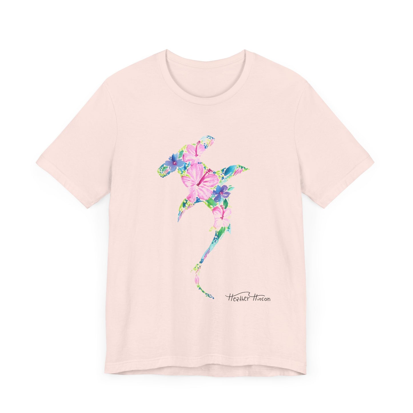Floral Shark Unisex Tee, Watercolor Flowers, Tropical Hibiscus Beach Vacation Shirt, Coastal Wildlife Top, Florida Surf Ocean T-Shirt, Men