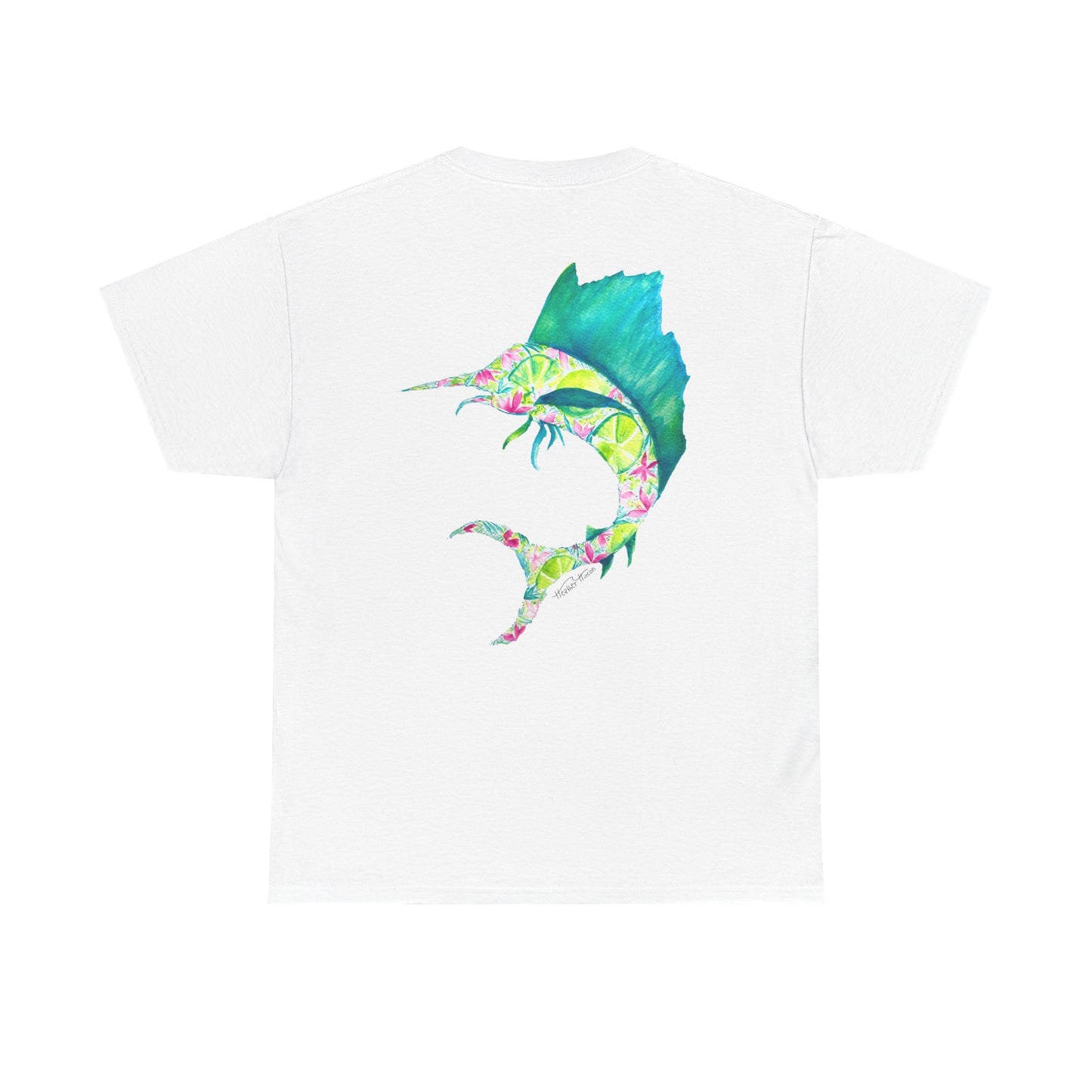 Tropical Sailfish Unisex Tee - Ocean and Floral Design