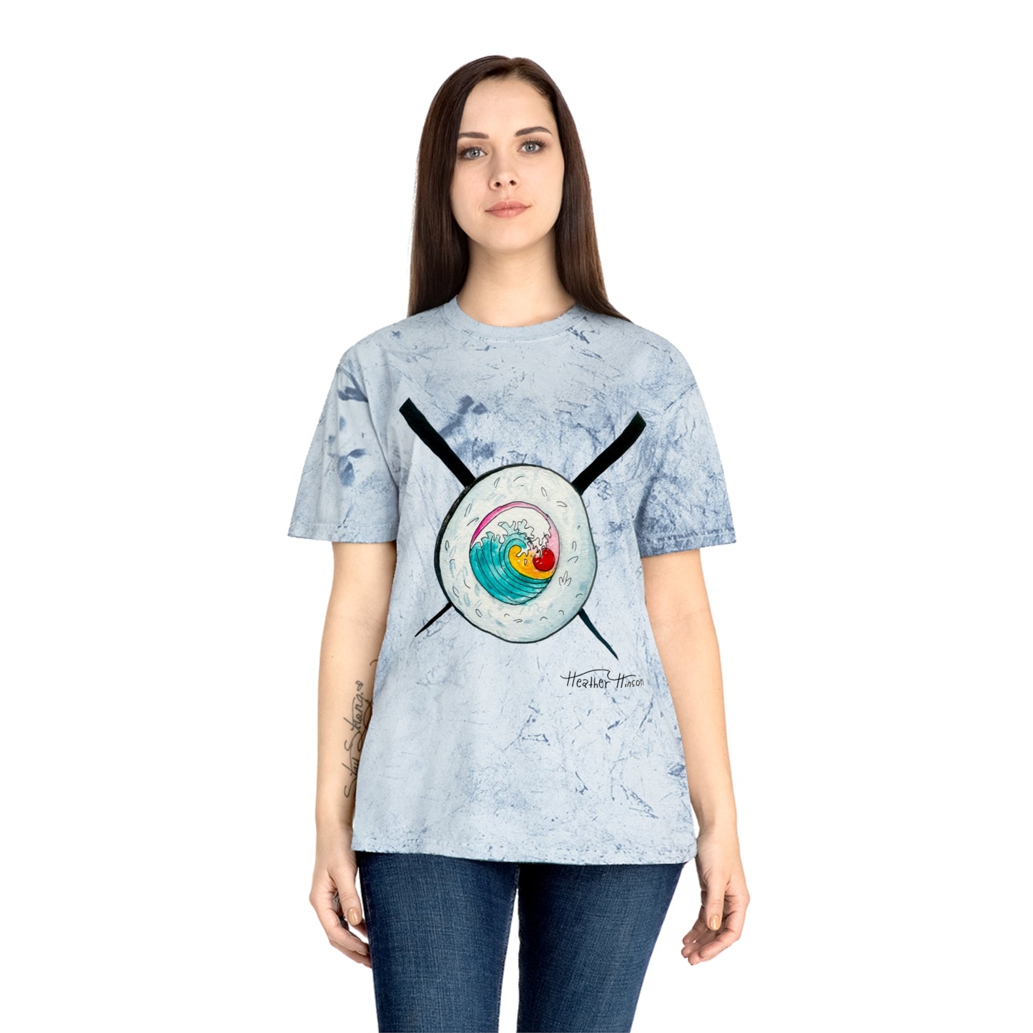 Colorful Sushi Wave Unisex T-Shirt, Beach Wear, Casual Summer Tee, Perfect Gift for Surf Lovers, Anime-inspired Apparel