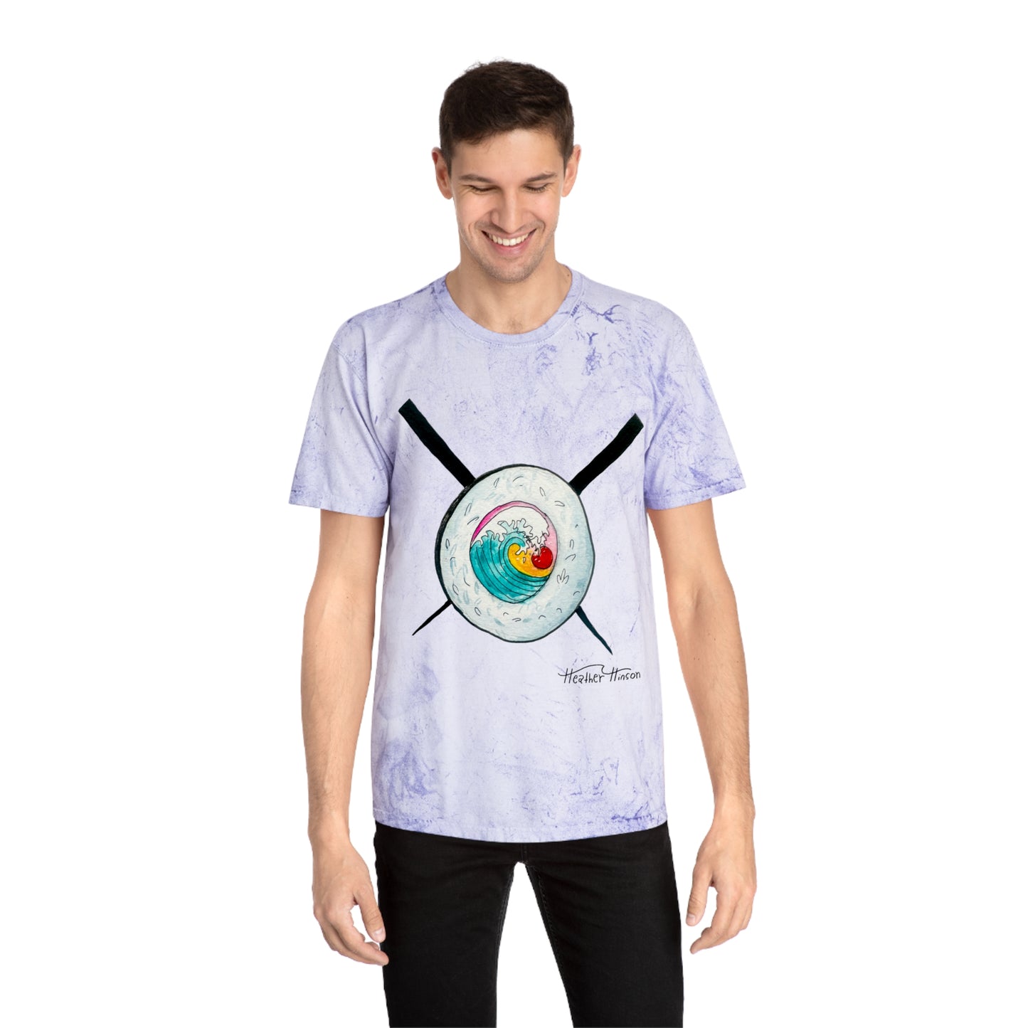 Colorful Sushi Wave Unisex T-Shirt, Beach Wear, Casual Summer Tee, Perfect Gift for Surf Lovers, Anime-inspired Apparel