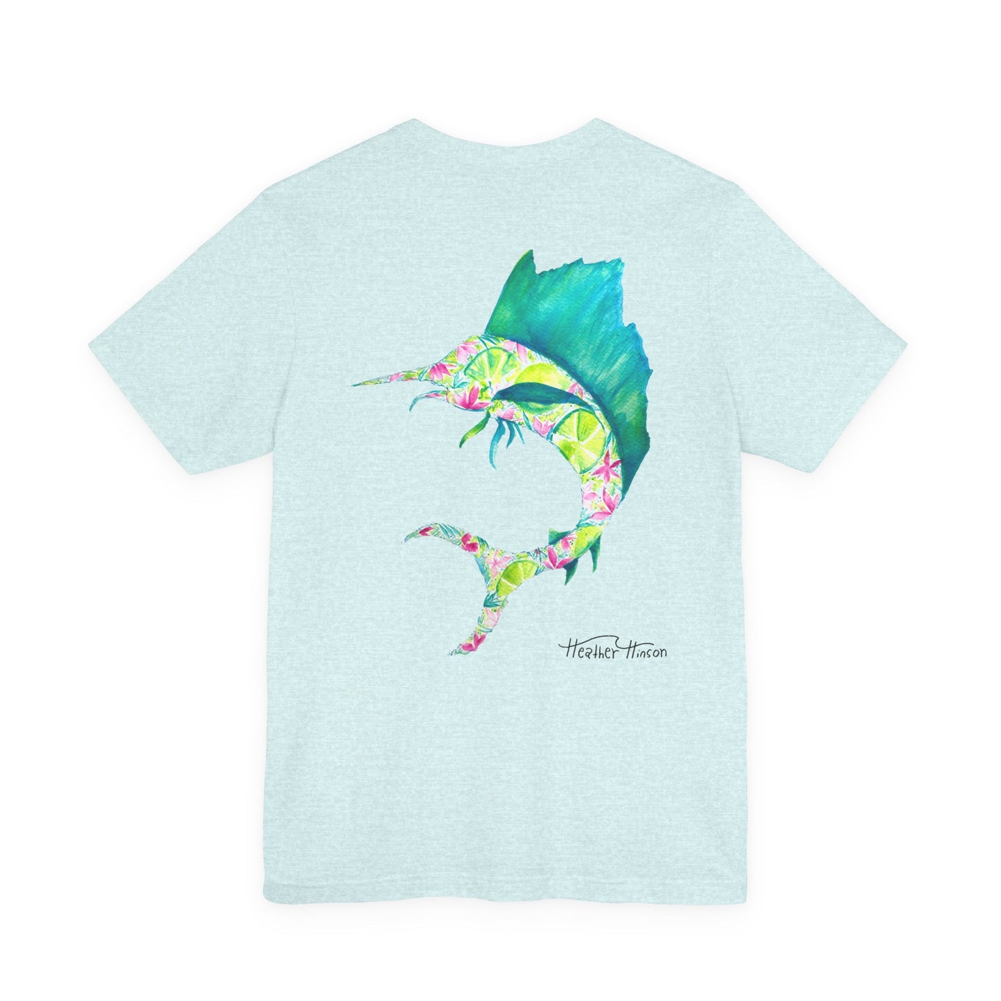 T-Shirt with Vibrant Marlin Design, sailfish, lime, Fishing Lover's Tee, Nautical Themed Shirt, Gift for Anglers, Summer Casual Wear