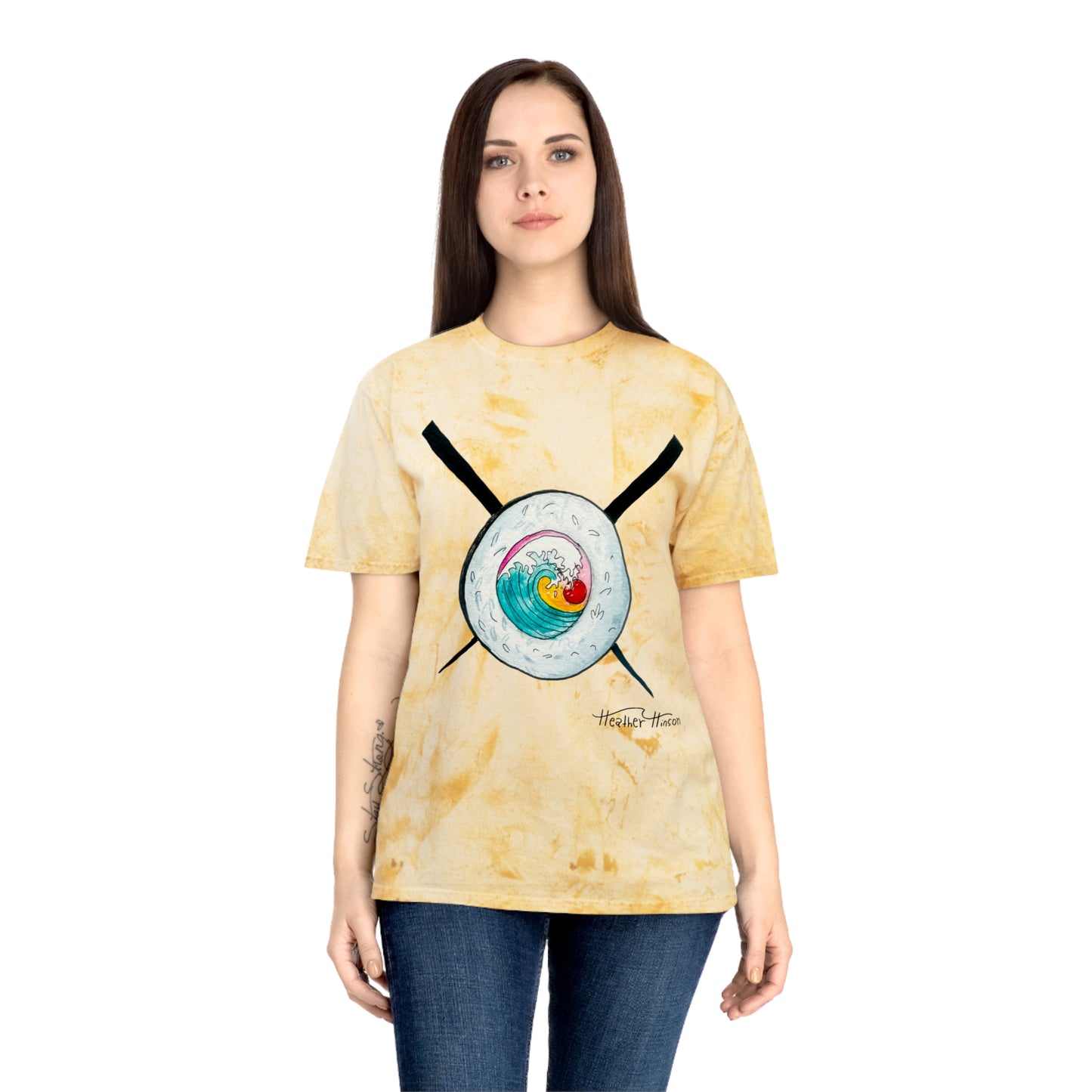 Colorful Sushi Wave Unisex T-Shirt, Beach Wear, Casual Summer Tee, Perfect Gift for Surf Lovers, Anime-inspired Apparel