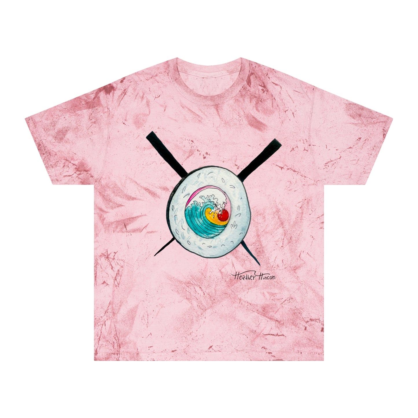 Colorful Sushi Wave Unisex T-Shirt, Beach Wear, Casual Summer Tee, Perfect Gift for Surf Lovers, Anime-inspired Apparel