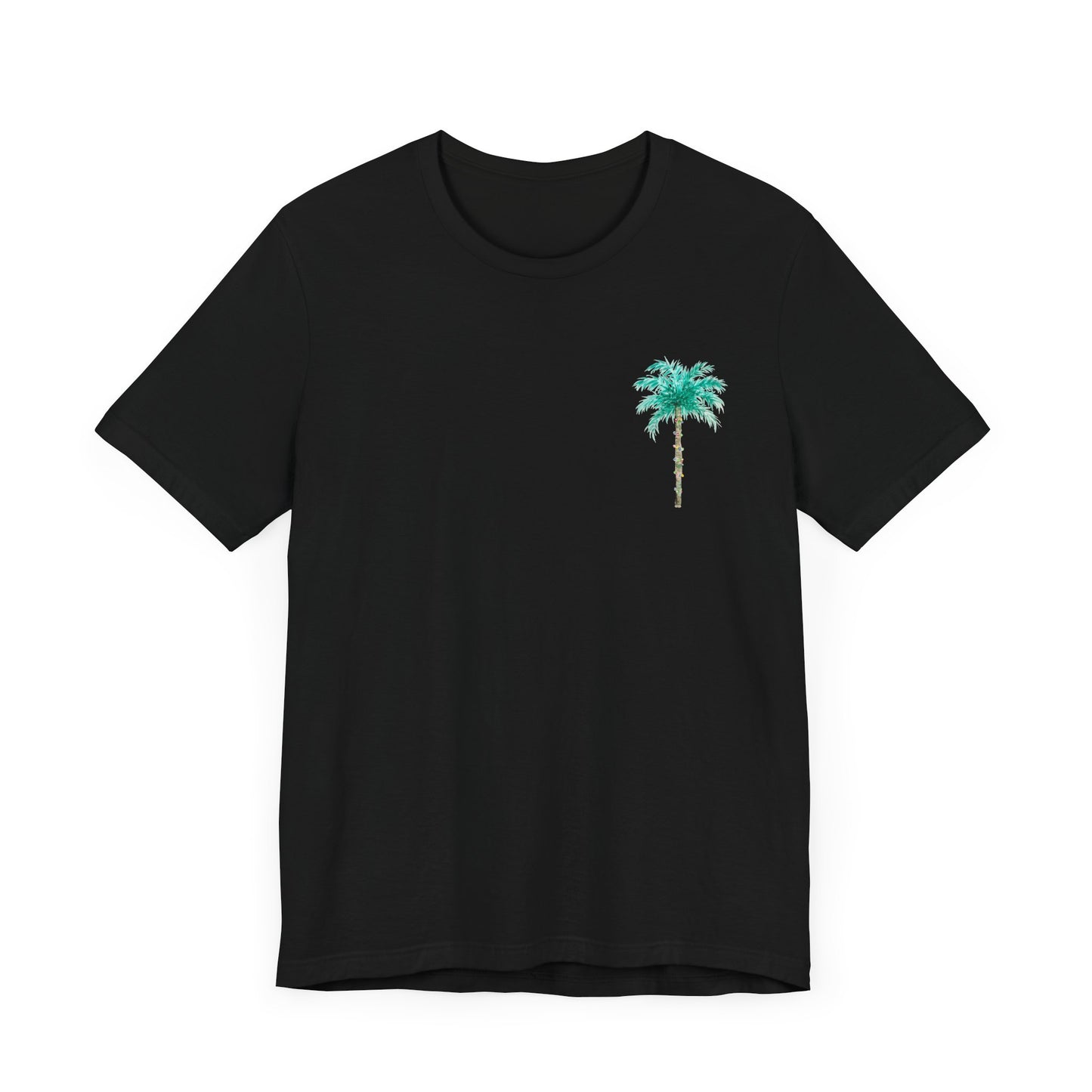 T-Shirt - Palm Tree Christmas Lights Coastal Beach Florida Tropical  watercolor hand drawn Vacation Holiday Festive Tee