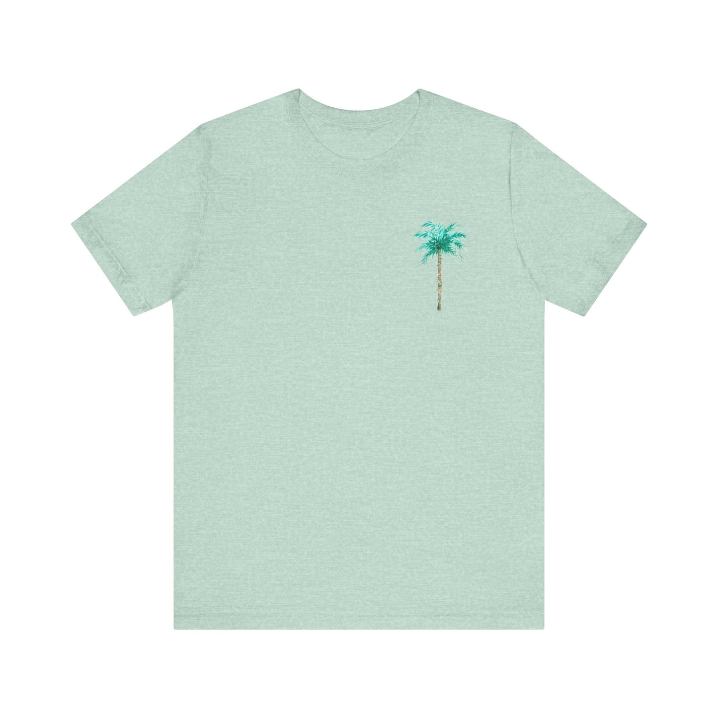 T-Shirt - Palm Tree Christmas Lights Coastal Beach Florida Tropical  watercolor hand drawn Vacation Holiday Festive Tee