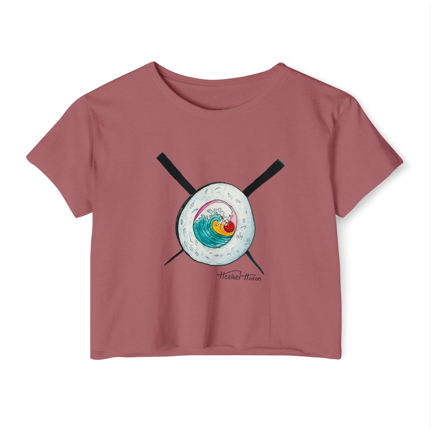 Women's Festival Crop Top with Wave Design, Beachwear, Summer Top, Casual Outfit, Bohemian Style