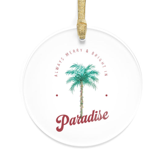 Ornament: Christmas Palm Tree Watercolor Art - Merry and Bright Holidays