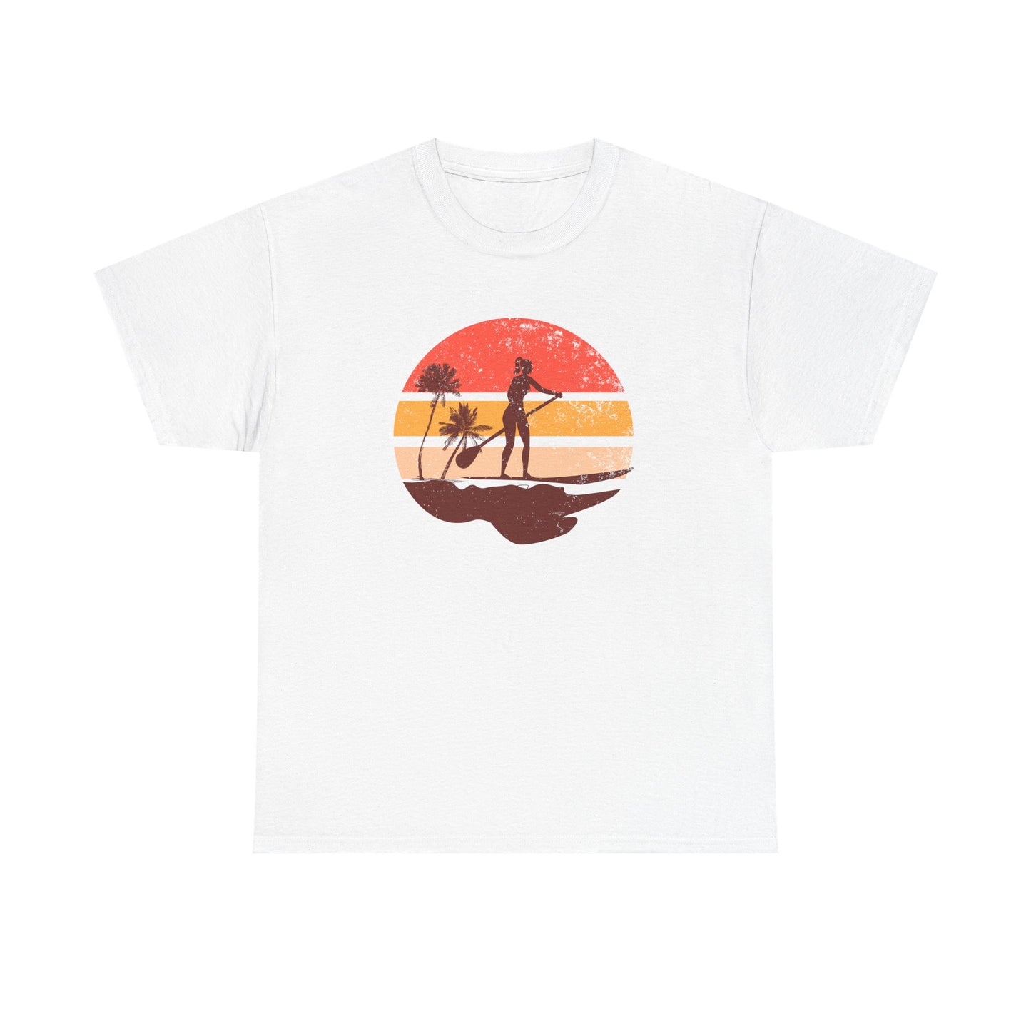 Sunset Palm Tree Paddle Board Tee